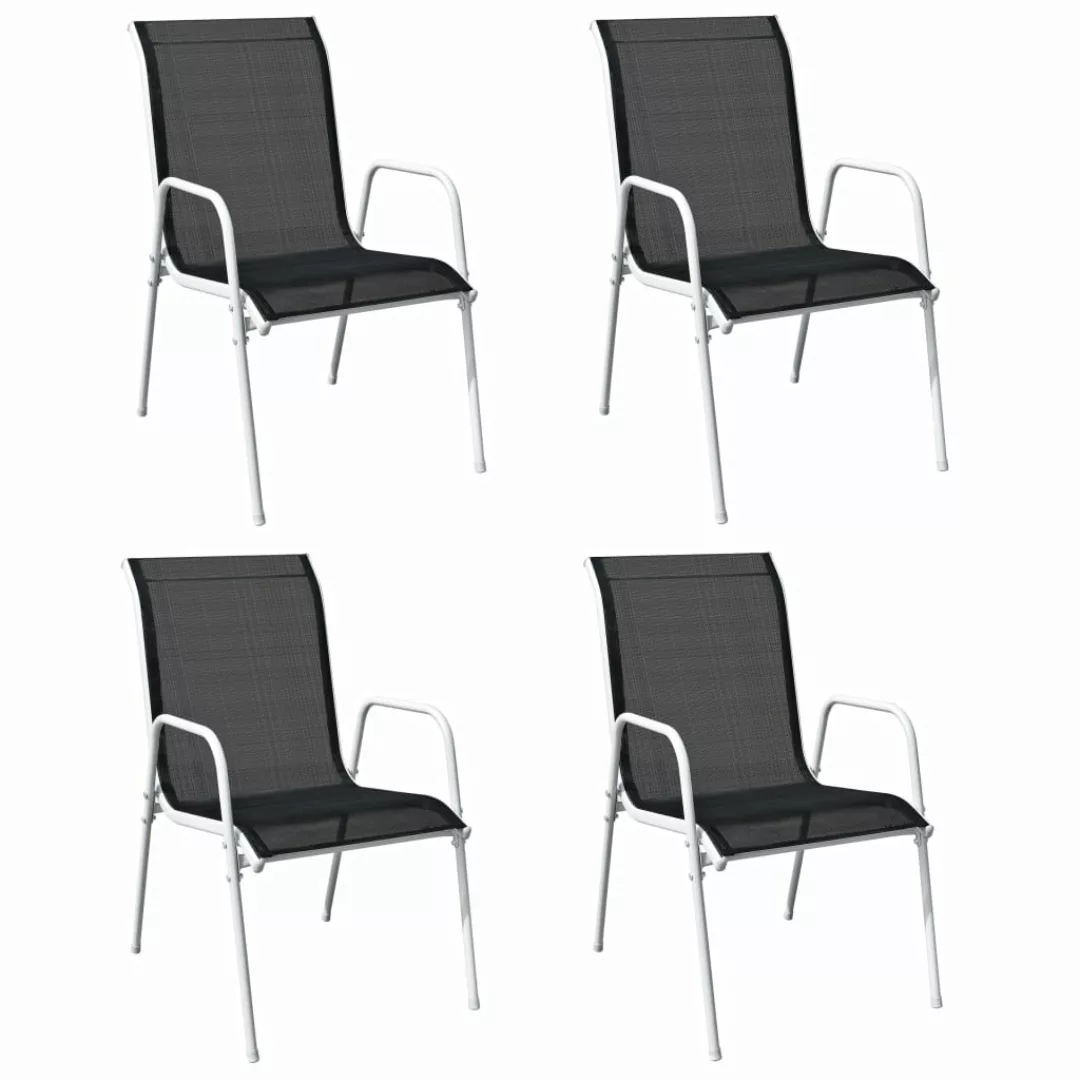 Stapelbare Gartenstühle 4 Stk. Stahl Und Textilene Schwarz günstig online kaufen