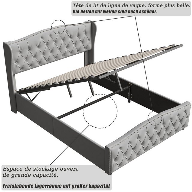 Romance Polsterbett Stauraumbett Doppelbett (Hydraulisch anhebbarer Bettsta günstig online kaufen