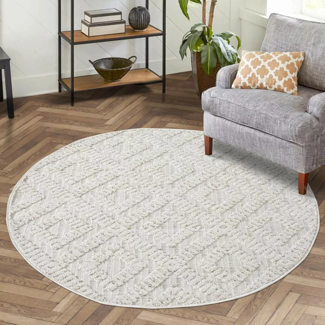 Carpet City Teppich »CLASICO 8927«, rund, Kurzflor, Hochtief-Muster/ 3D-Eff günstig online kaufen