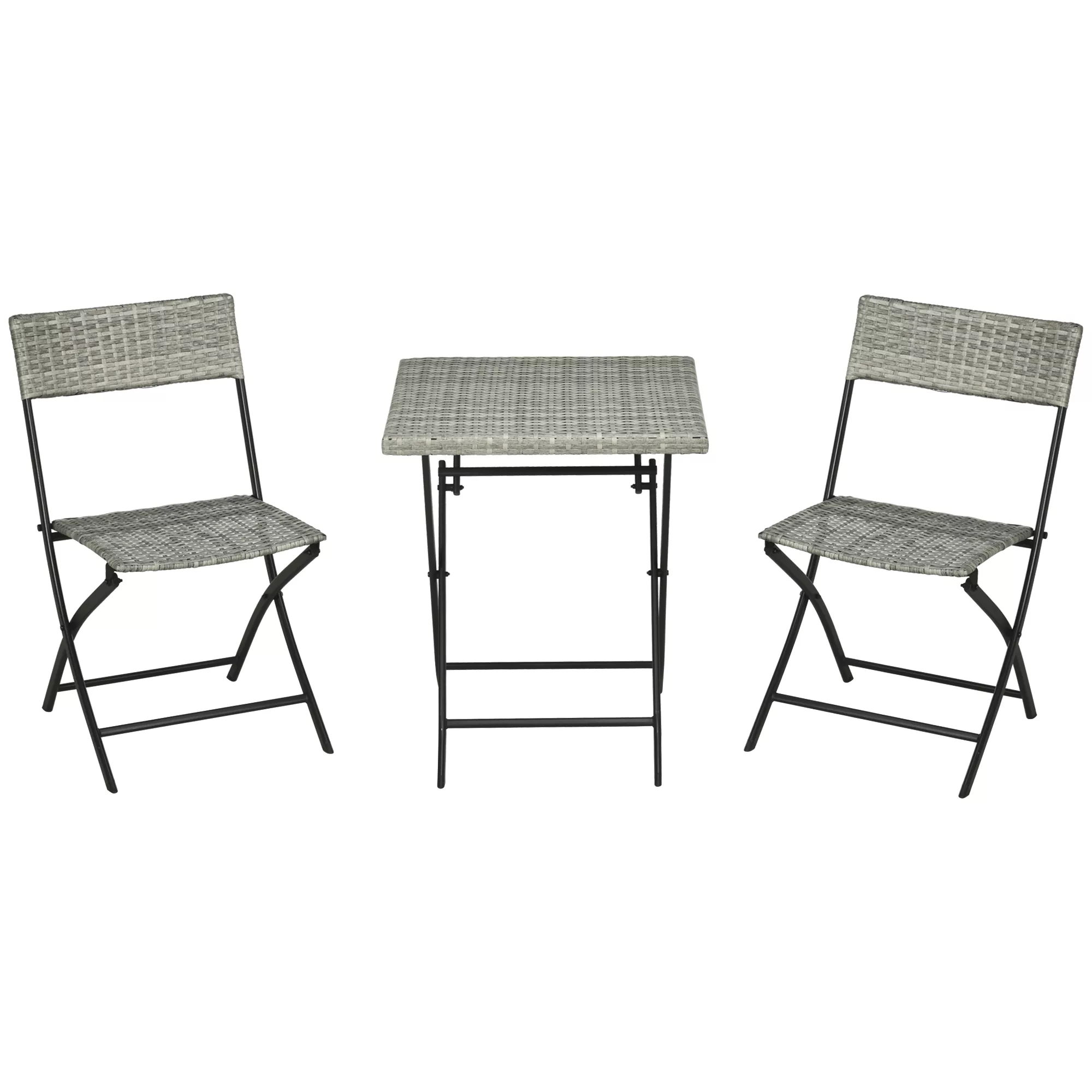 Outsunny 3tlg Rattan Balkonmöbel-Set Bistro-Set mit 2 Klappstühlen und Klap günstig online kaufen