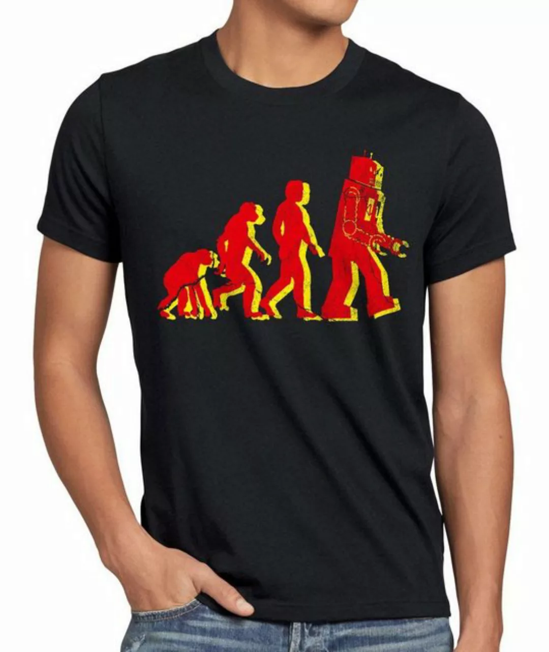 style3 Print-Shirt Herren T-Shirt Evolution big bang roboter sheldon theory günstig online kaufen