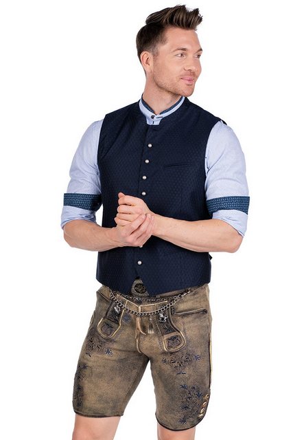 Maddox Trachtenlederhose Lederhose Herren kurz - BUCHNER - beige antik/blau günstig online kaufen