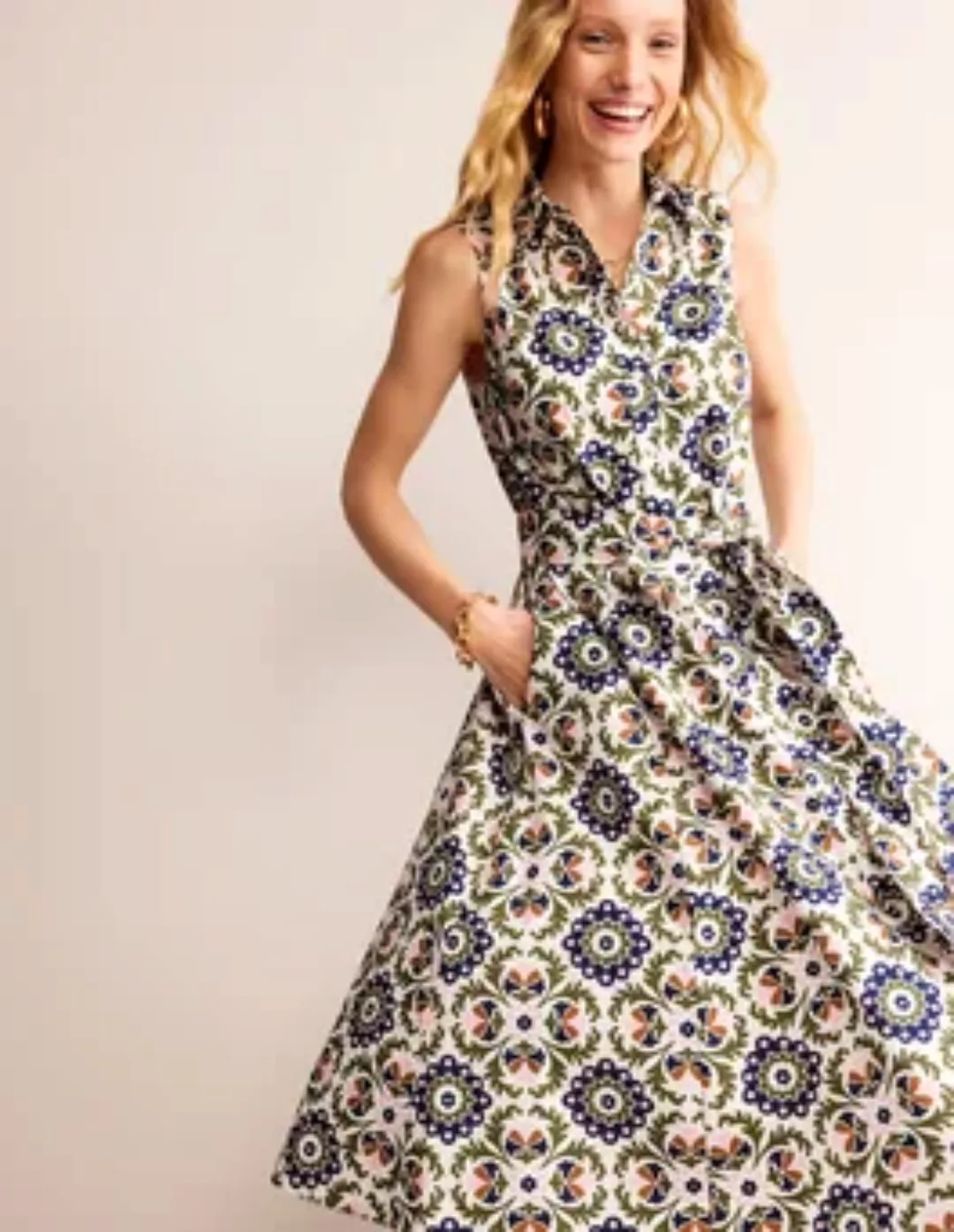 Amy Ärmelloses Hemdblusenkleid Damen Boden, Eintagsfliege, Mosaik Blüte günstig online kaufen