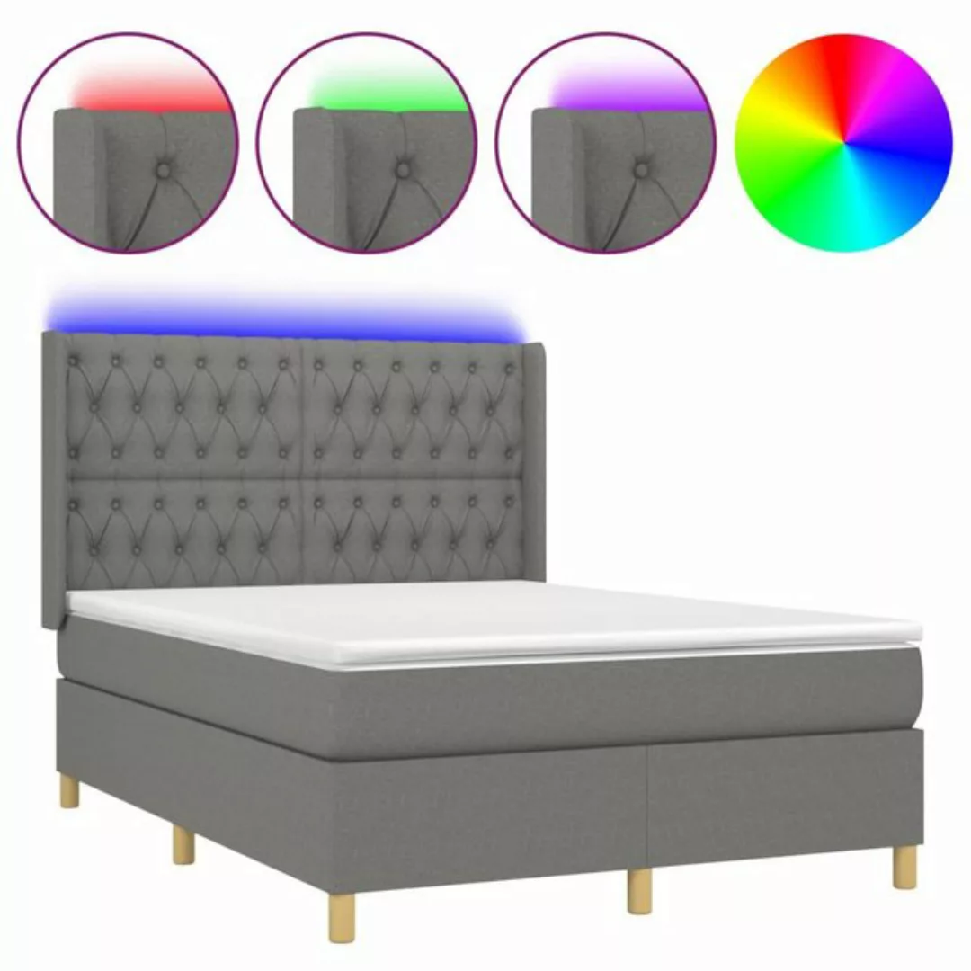 vidaXL Boxspringbett Bett Boxspringbett mit Matratze und LED Stoff (140 x 1 günstig online kaufen