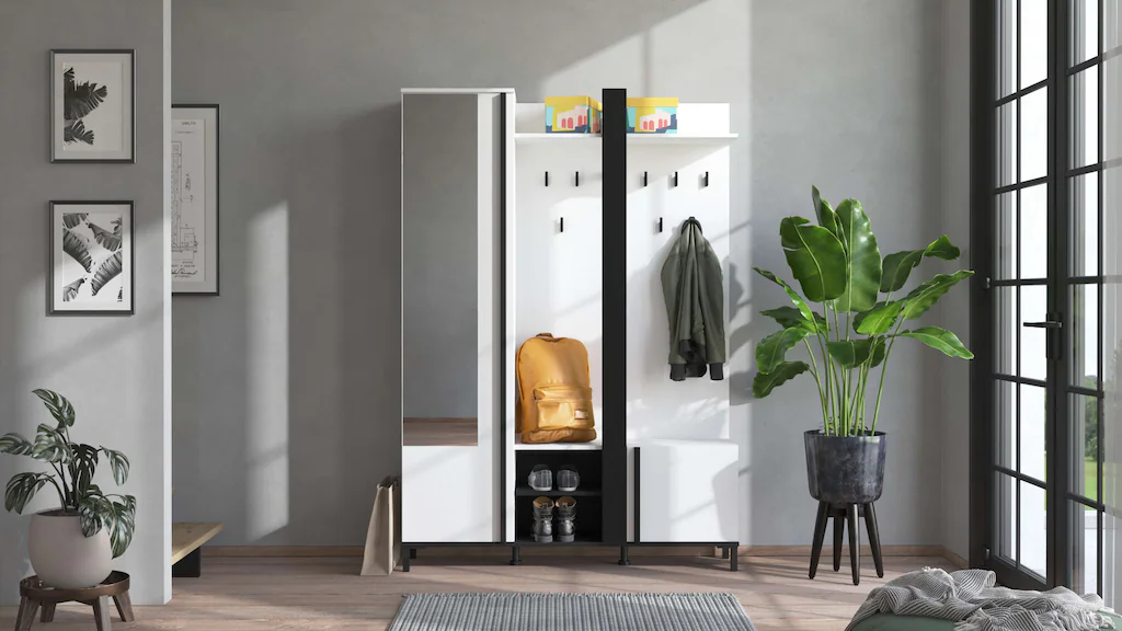 Home affaire Kompaktgarderobe "Nino Flurgarderobe, Dielenschrank, Flurmöbel günstig online kaufen