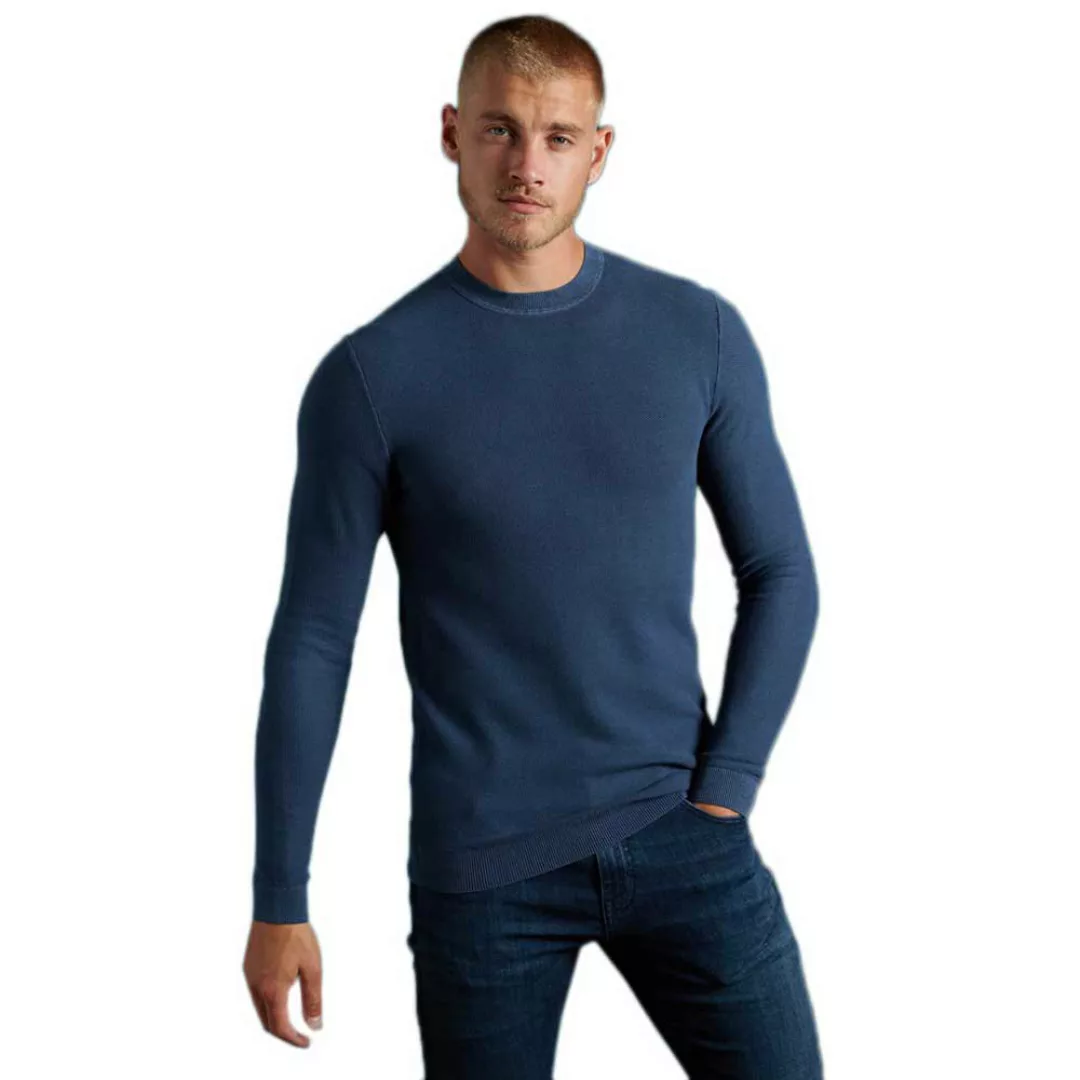 Superdry Garment Dyed Textured Crew Pullover 2XL Washed Rich Navy günstig online kaufen
