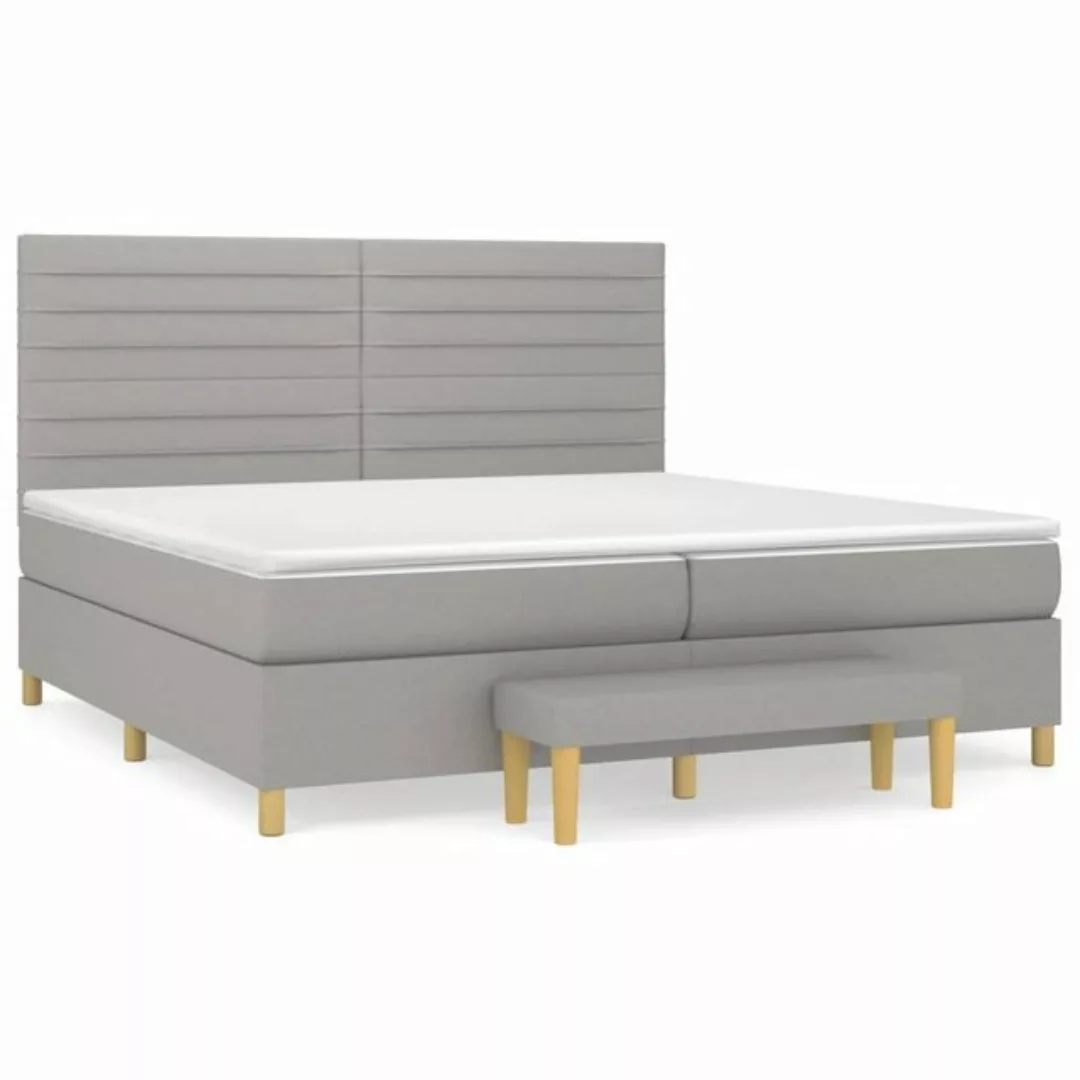 furnicato Bett Boxspringbett mit Matratze Hellgrau 200x200 cm Stoff günstig online kaufen