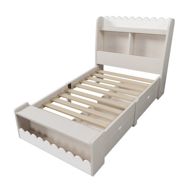 MODFU Kinderbett Holzbett mit Stauraum (Einzelbett, Stauraumbett, 1-tlg., 9 günstig online kaufen