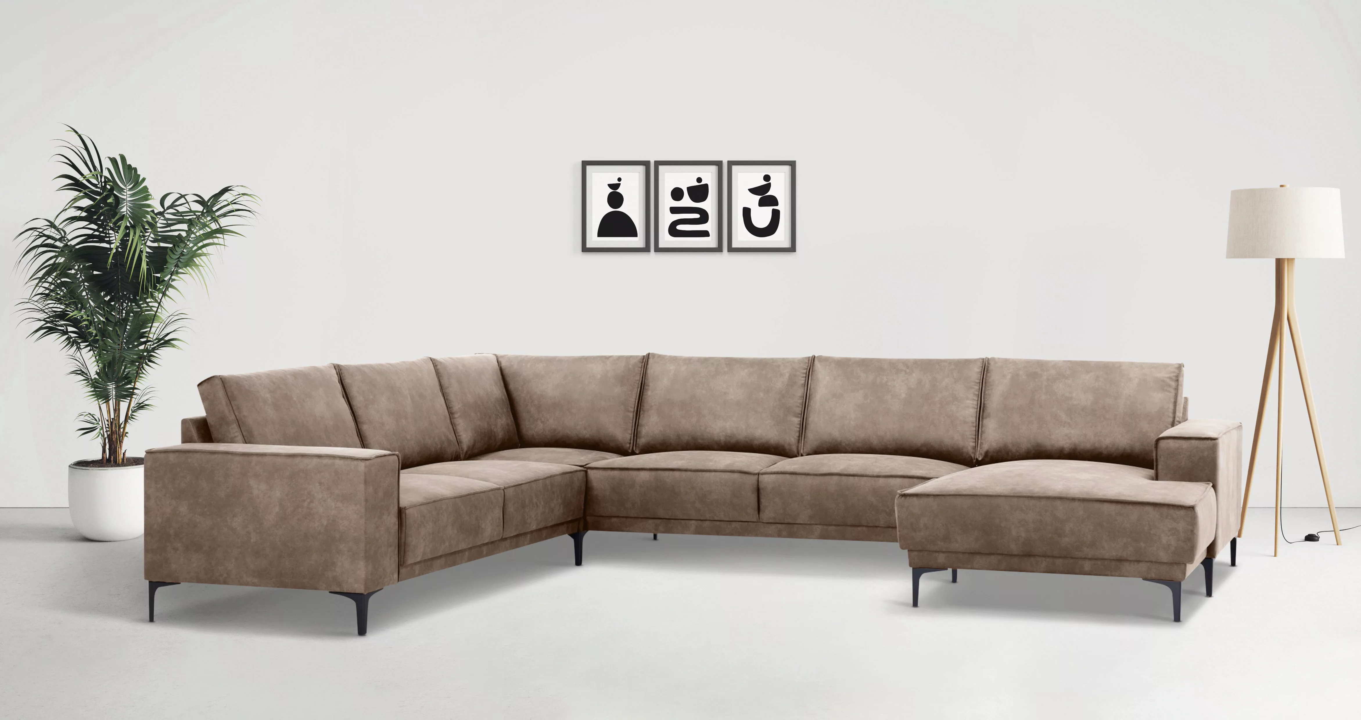 Places of Style Wohnlandschaft "XXL Sofa Oland, Struktur, Flachgewebe, Luxu günstig online kaufen
