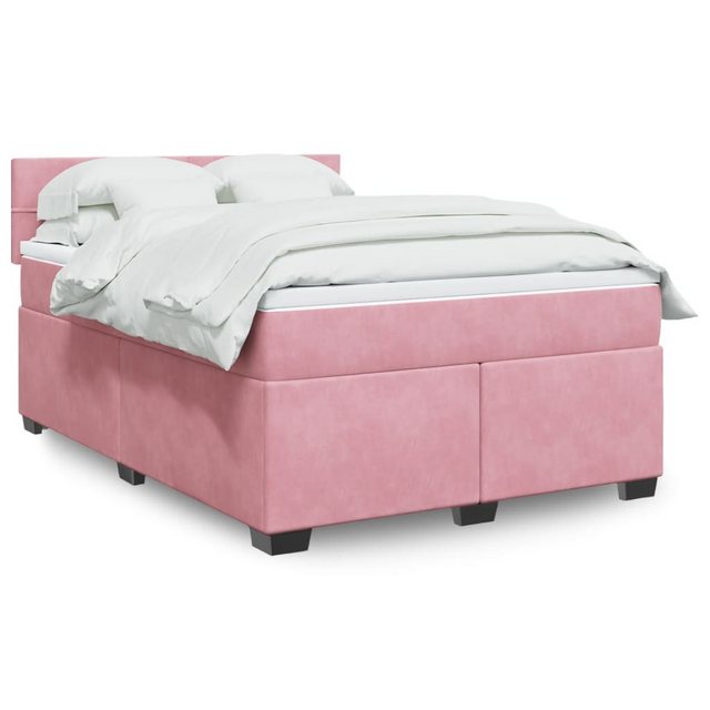 vidaXL Boxspringbett, Boxspringbett mit Matratze Rosa 140x190 cm Samt günstig online kaufen