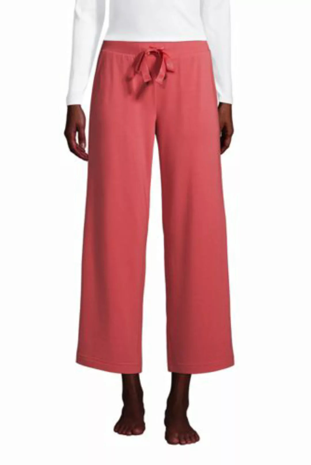 Weite Jersey Pyjama-Hose in 7/8-Länge, Damen, Größe: L Normal, Rot, by Land günstig online kaufen