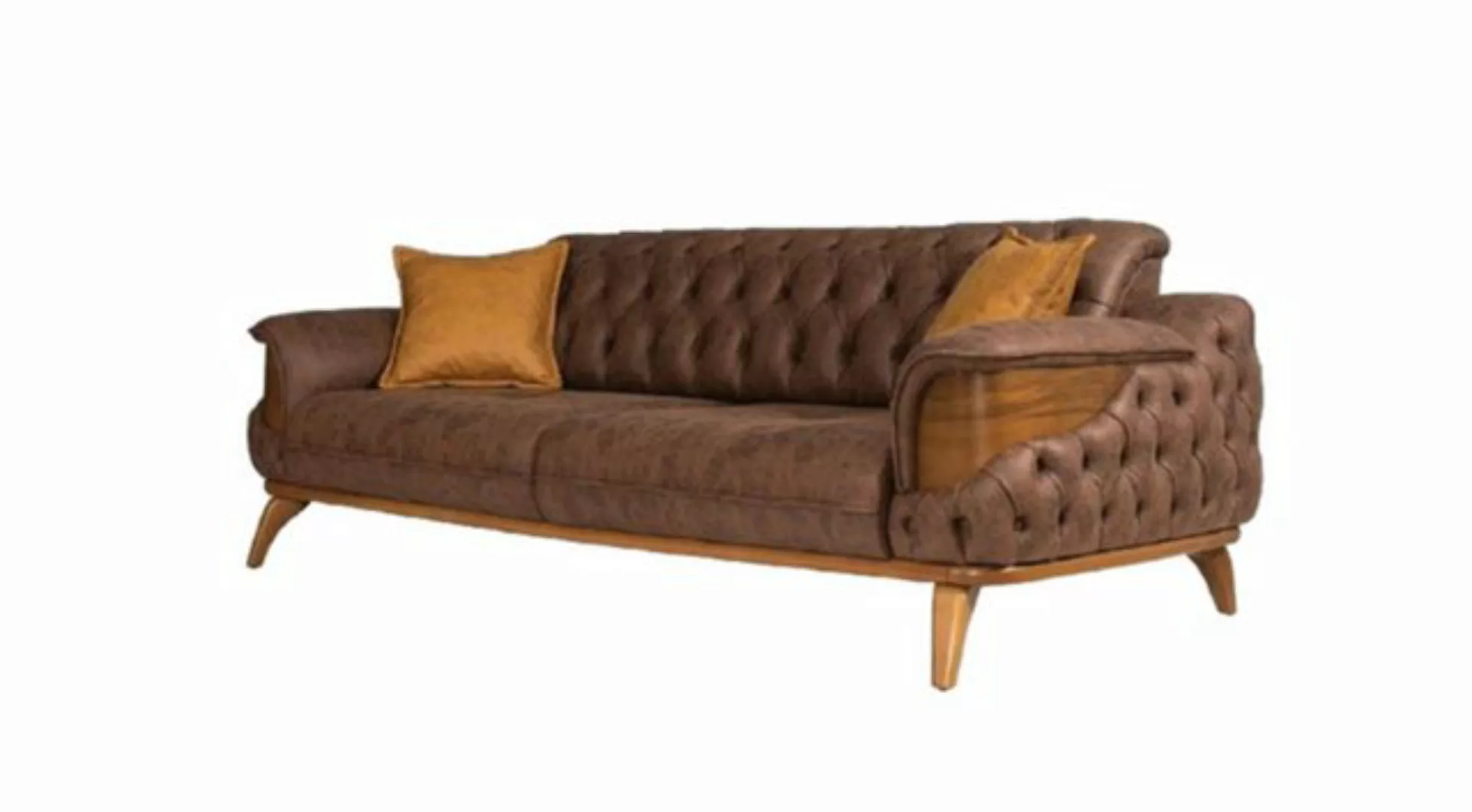 Xlmoebel Sofa Neue braune Luxus Chesterfield Couch mit Lederpolstern, Herge günstig online kaufen