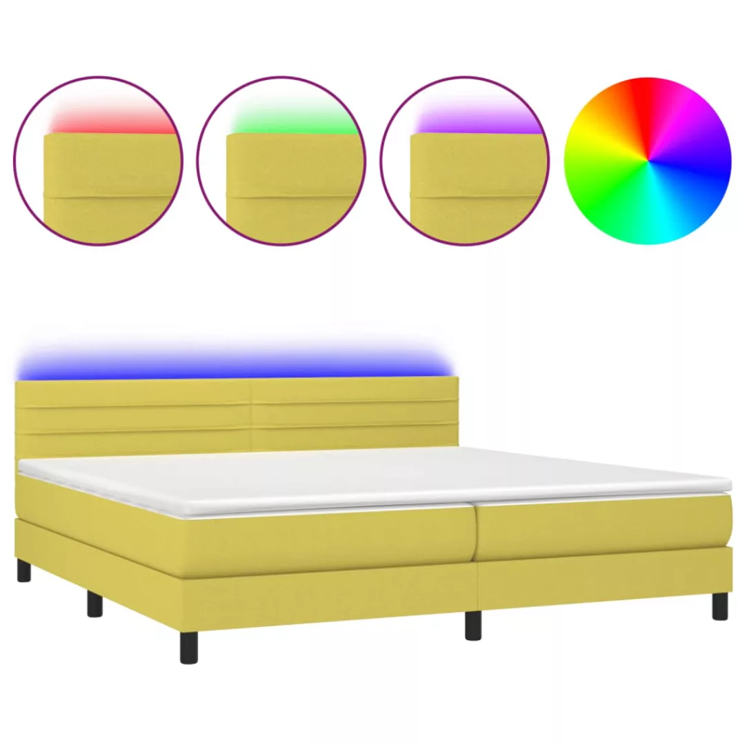 Vidaxl Boxspringbett Mit Matratze & Led Grün 200x200 Cm Stoff günstig online kaufen