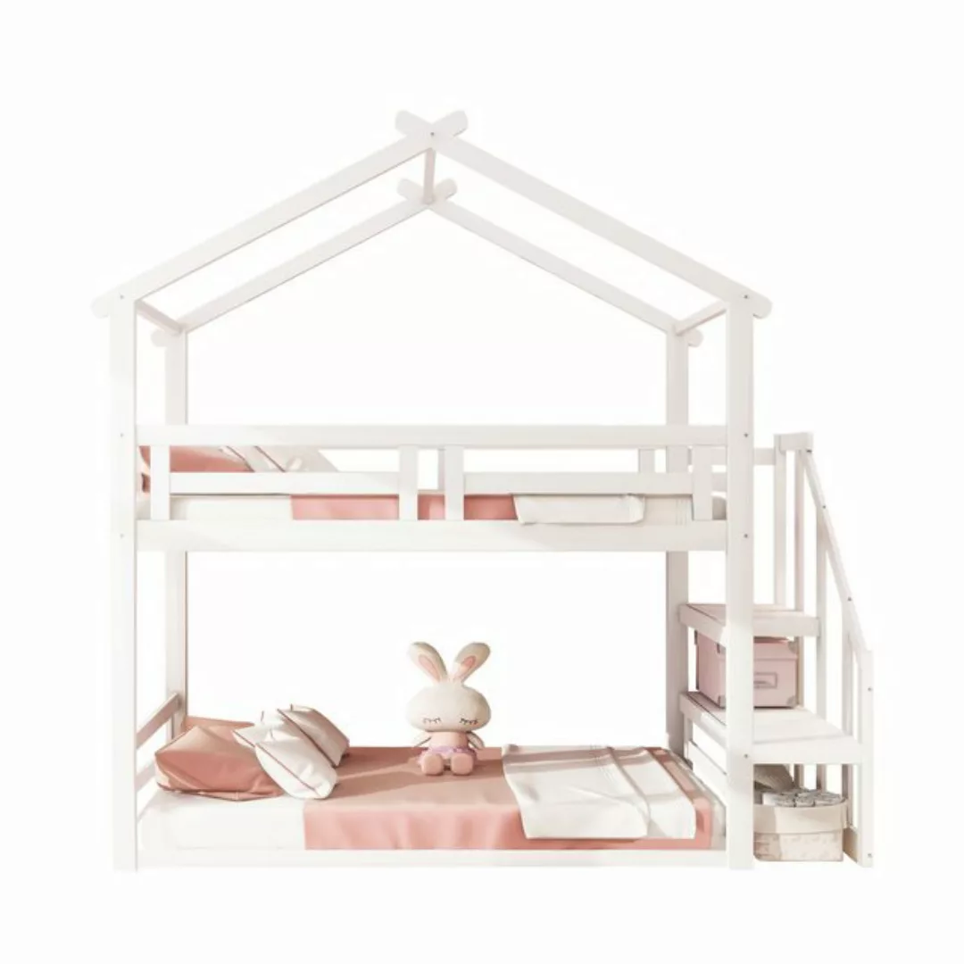 MODFU Etagenbett Kinderbett, Niedriges Etagenbett 90x200cm (mit Sicherheits günstig online kaufen