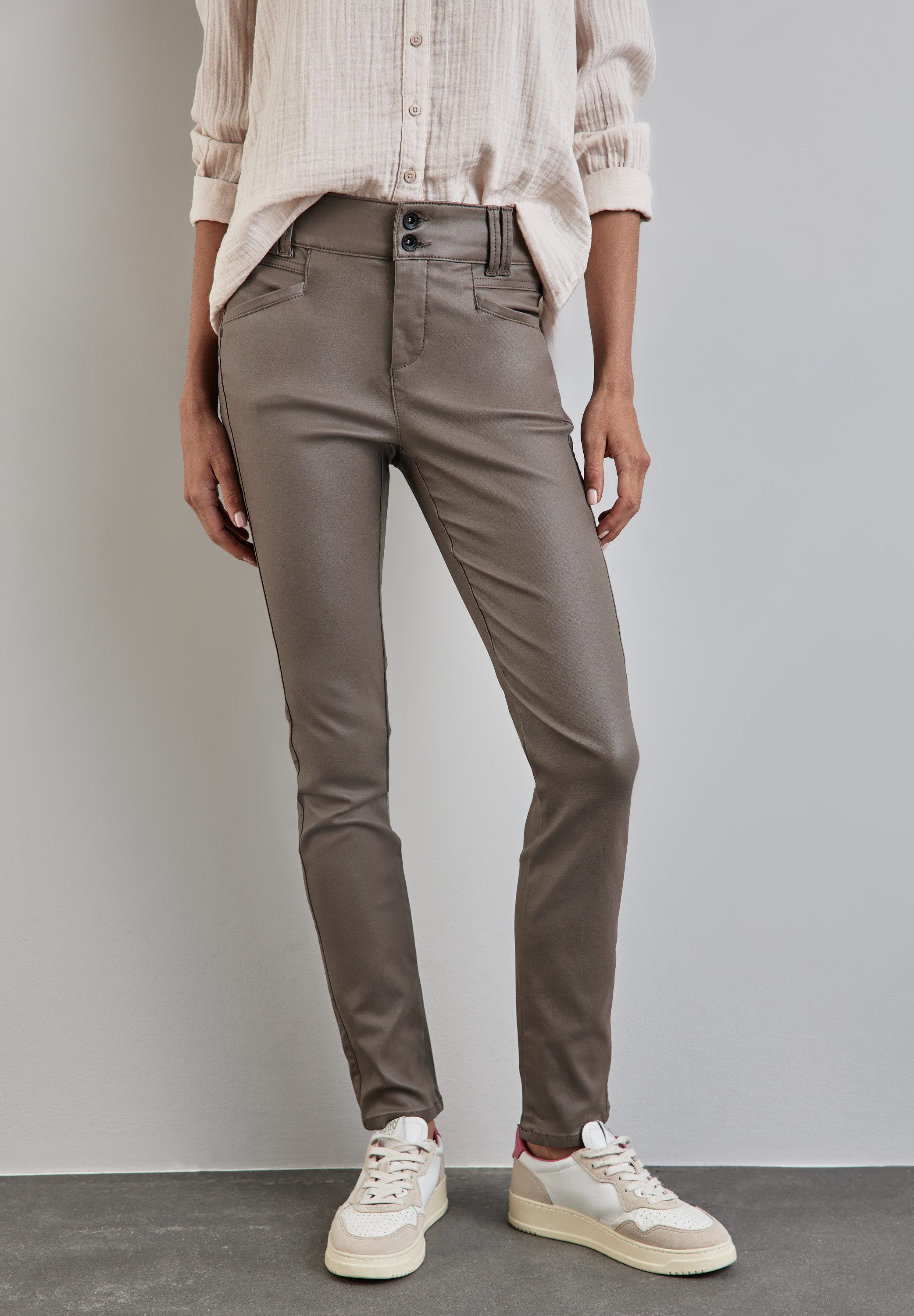 STREET ONE Lederimitathose, Middle Waist günstig online kaufen