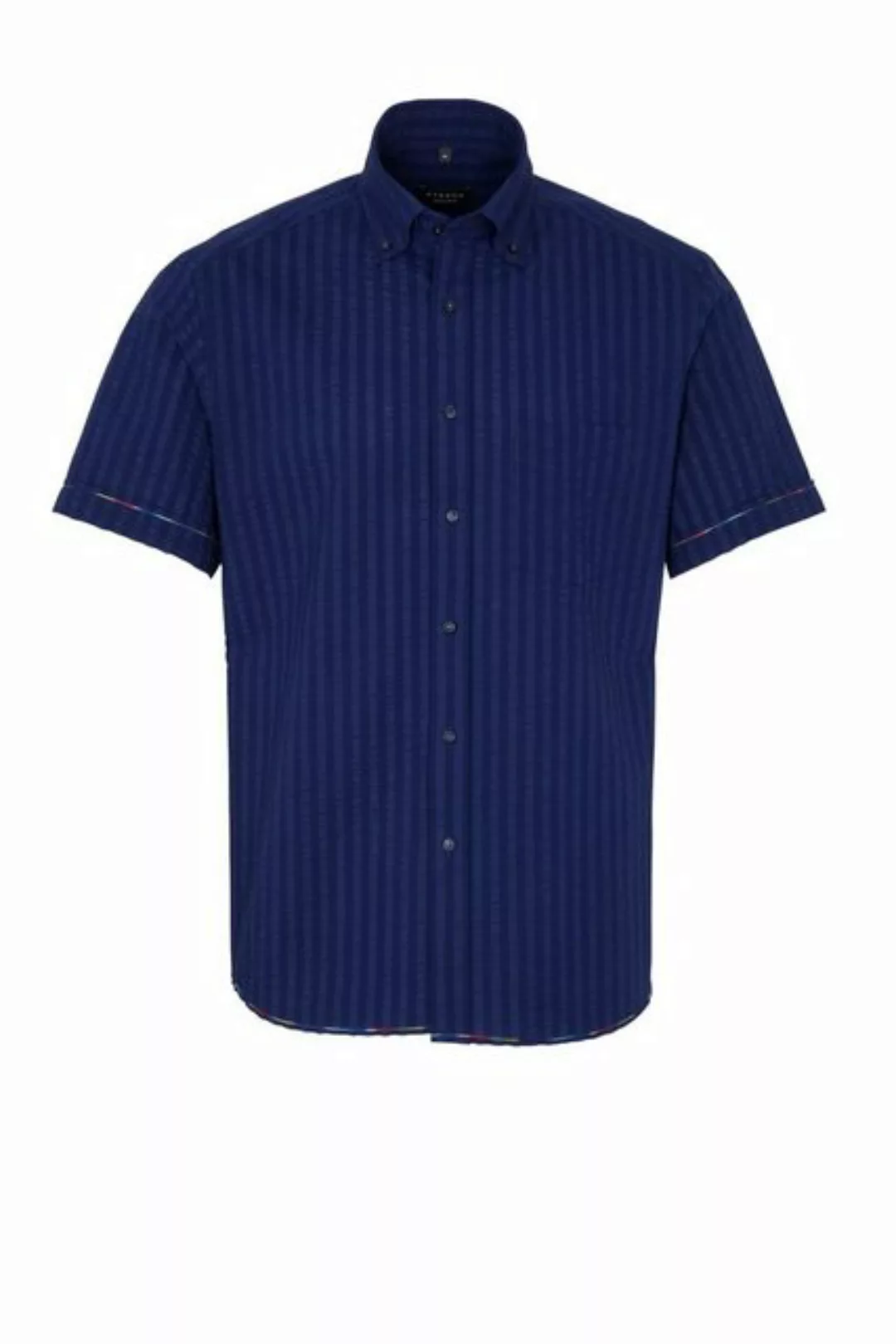 Eterna Klassische Bluse ETERNA REGULAR FIT Kurzarm Hemd marine seersucker 2 günstig online kaufen