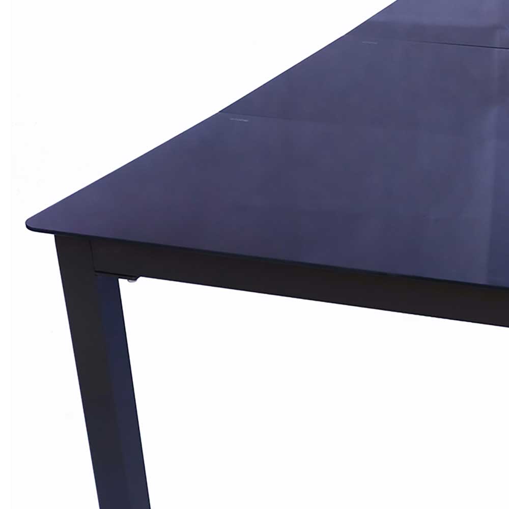 Esstisch Gartentisch in Schwarz aus Glas und Metall günstig online kaufen