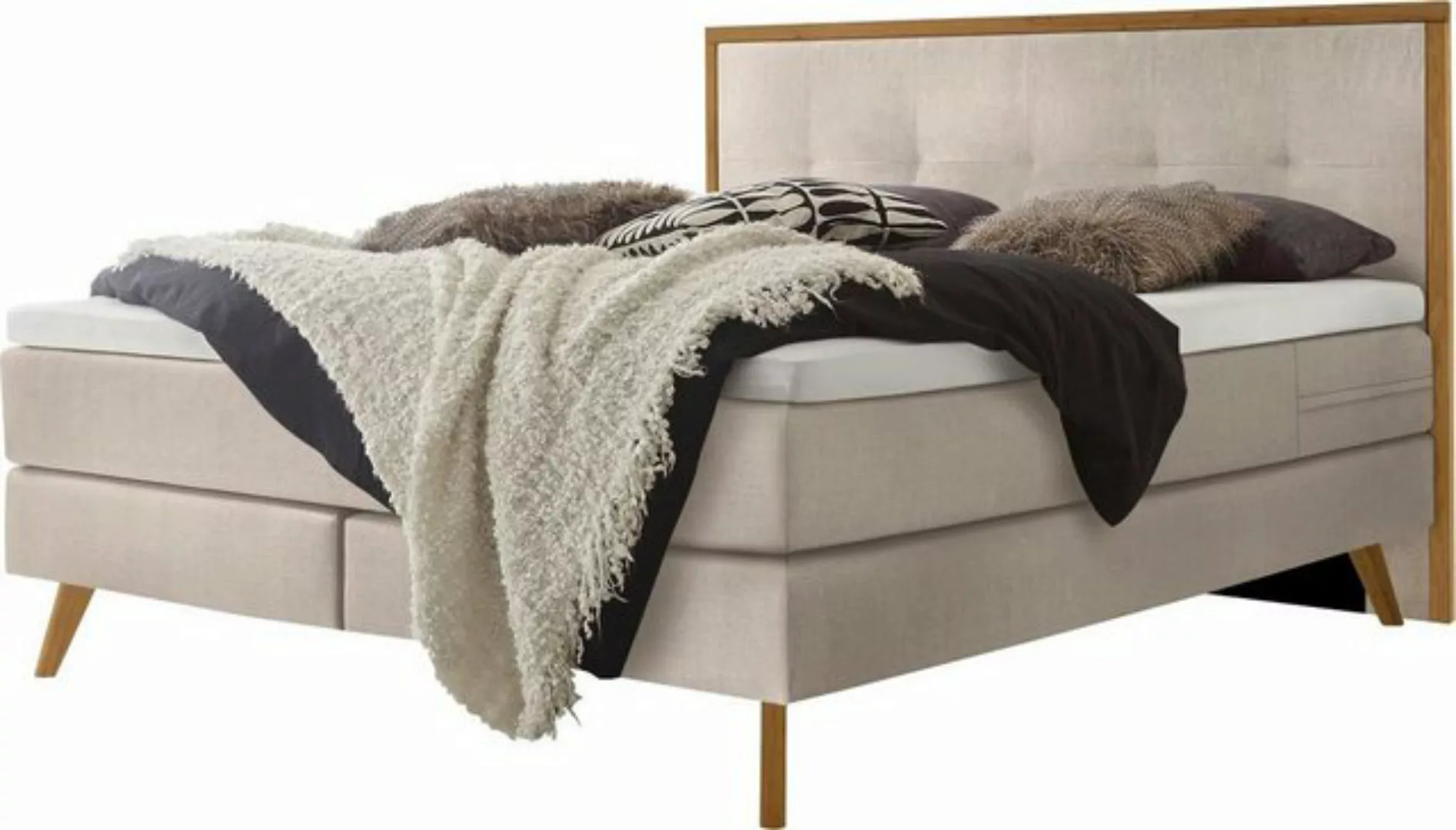 HASENA Boxspringbett Nordic, modernes Design, Nordic Bett, gestepptes Kopft günstig online kaufen