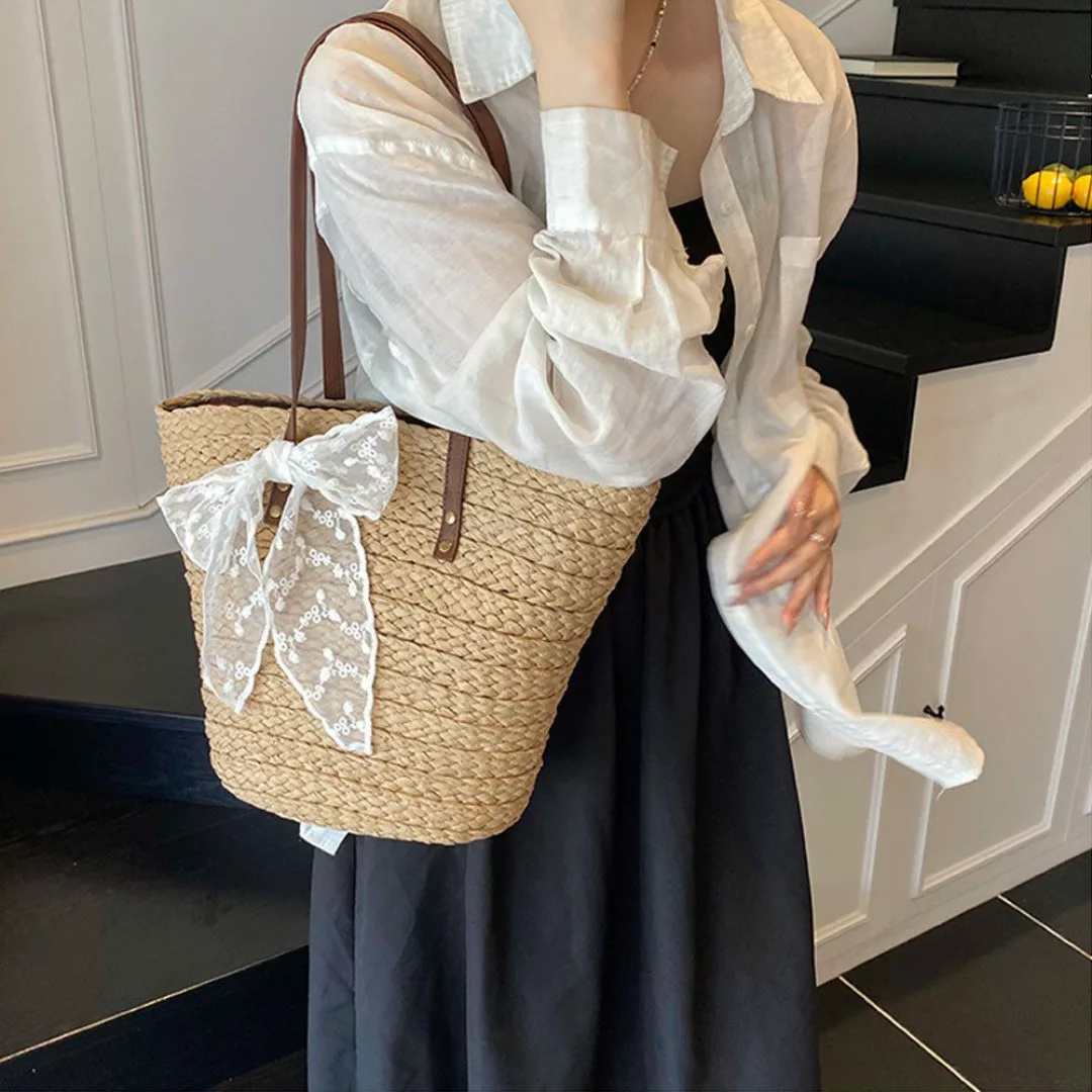 RWEUOQ XL-Strandtasche Straw beach bag for günstig online kaufen