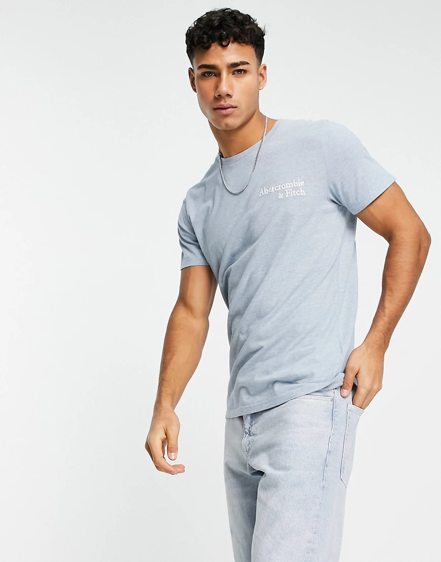 Abercombie & Fitch – T-Shirt in Blau mit Logo günstig online kaufen