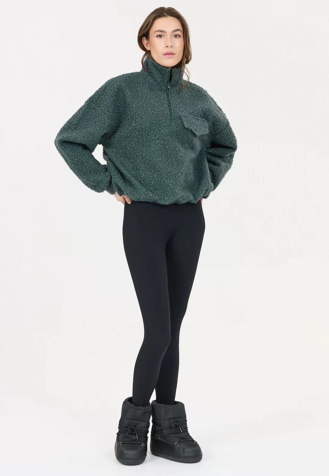 ATHLECIA Strickpullover "Florrie", mit Teddy-Fleece und halbem Reißverschlu günstig online kaufen