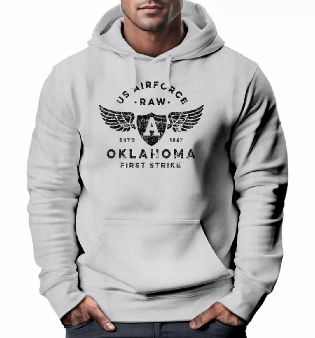 Neverless Hoodie Hoodie Herren Print US Airforce Oklahoma Aviator Kapuzen-P günstig online kaufen