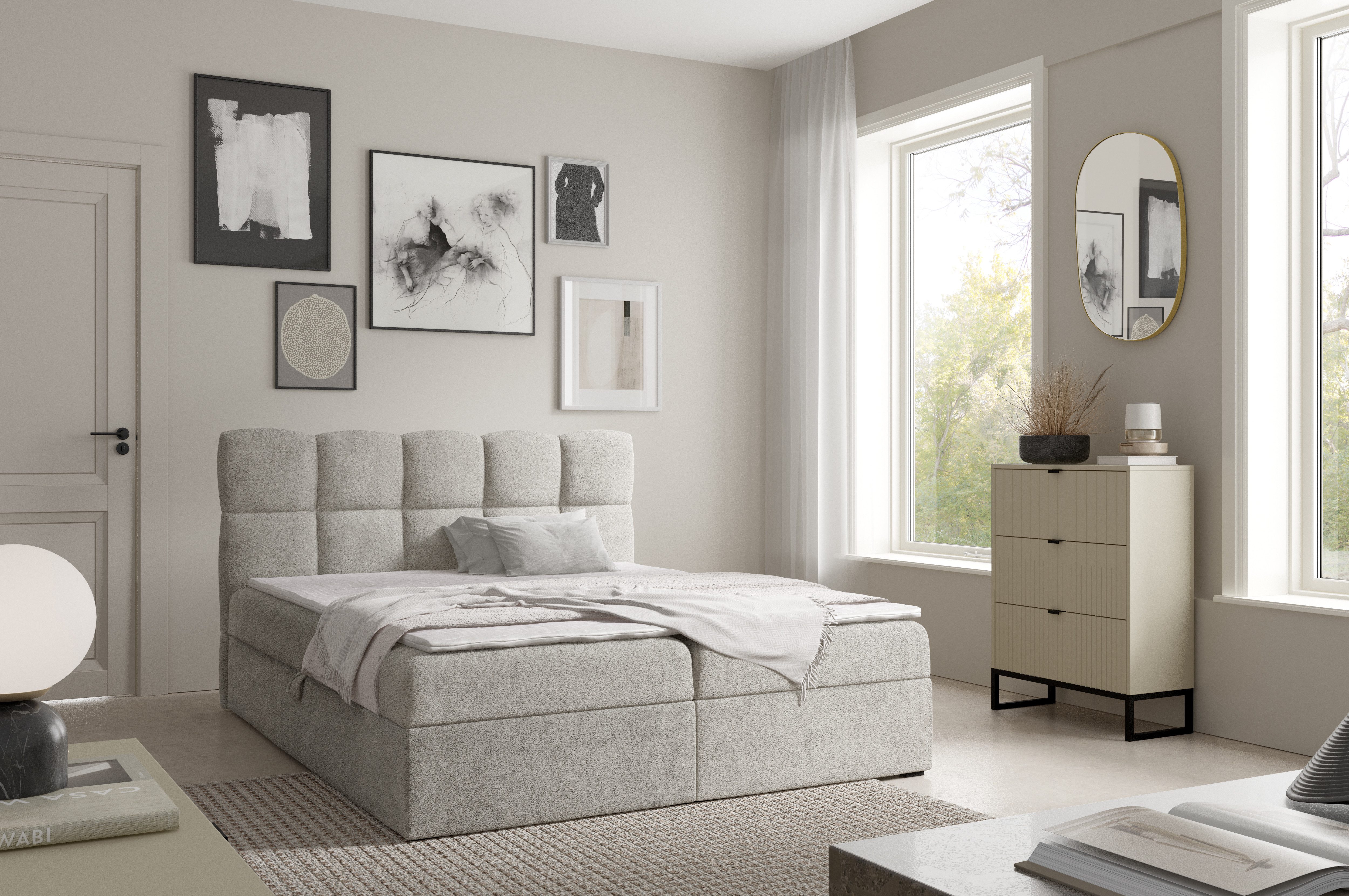 yourhouse24 Boxspringbett Negros, Doppelbett mit Bonell-Matratze günstig online kaufen