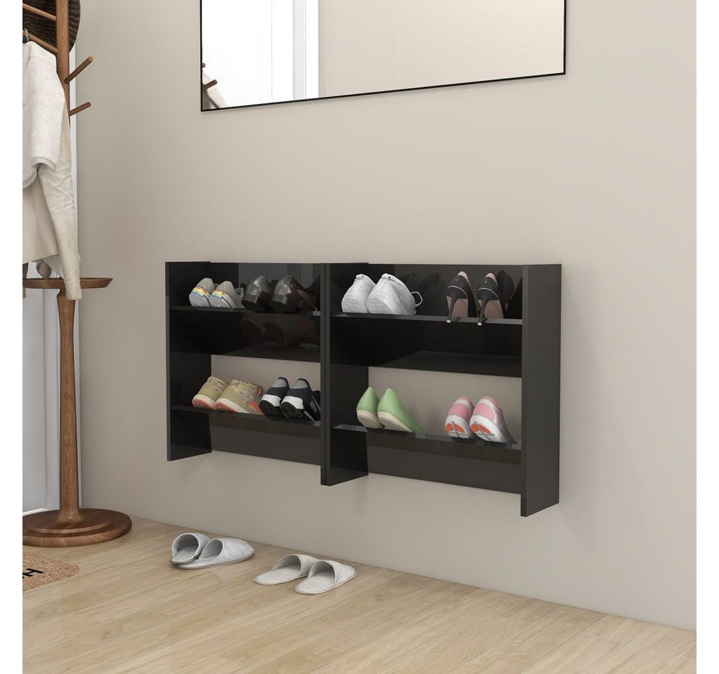 vidaXL Schuhschrank Wand-Schuhschränke 2 Stk Hochglanz-Schwarz 60x18x60 cm günstig online kaufen