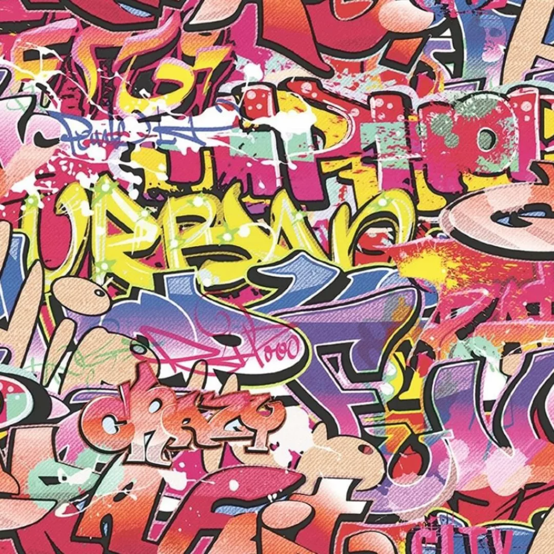 Good Vibes Tapete Graffiti Rosa Und Orange günstig online kaufen