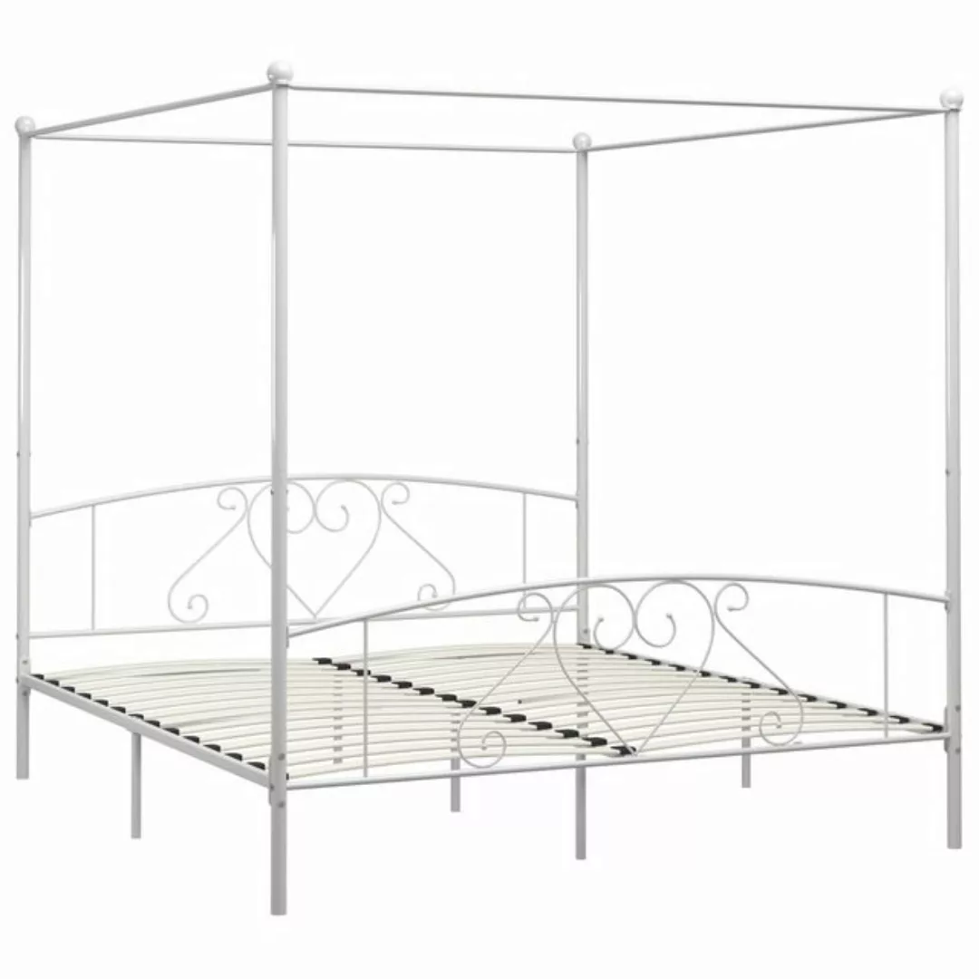 furnicato Bettgestell Himmelbett-Gestell Weiß Metall 180 x 200 cm (1-tlg) günstig online kaufen