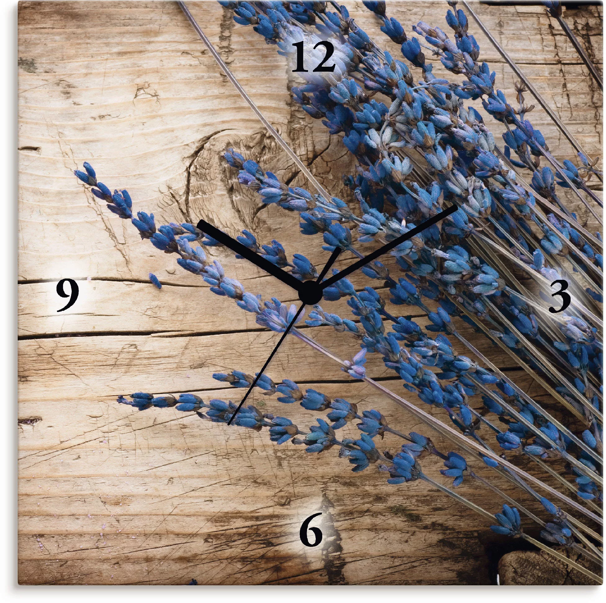 Artland Wanduhr "Lavendel vor Holzhintergrund", wahlweise mit Quarz- oder F günstig online kaufen