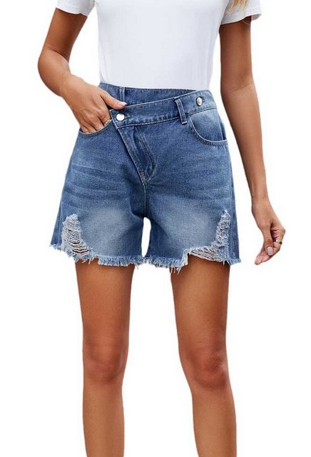 SEGUEN Jeansshorts Irregular Denim Raw Edge Shorts (Trendy Fashion Freizeit günstig online kaufen