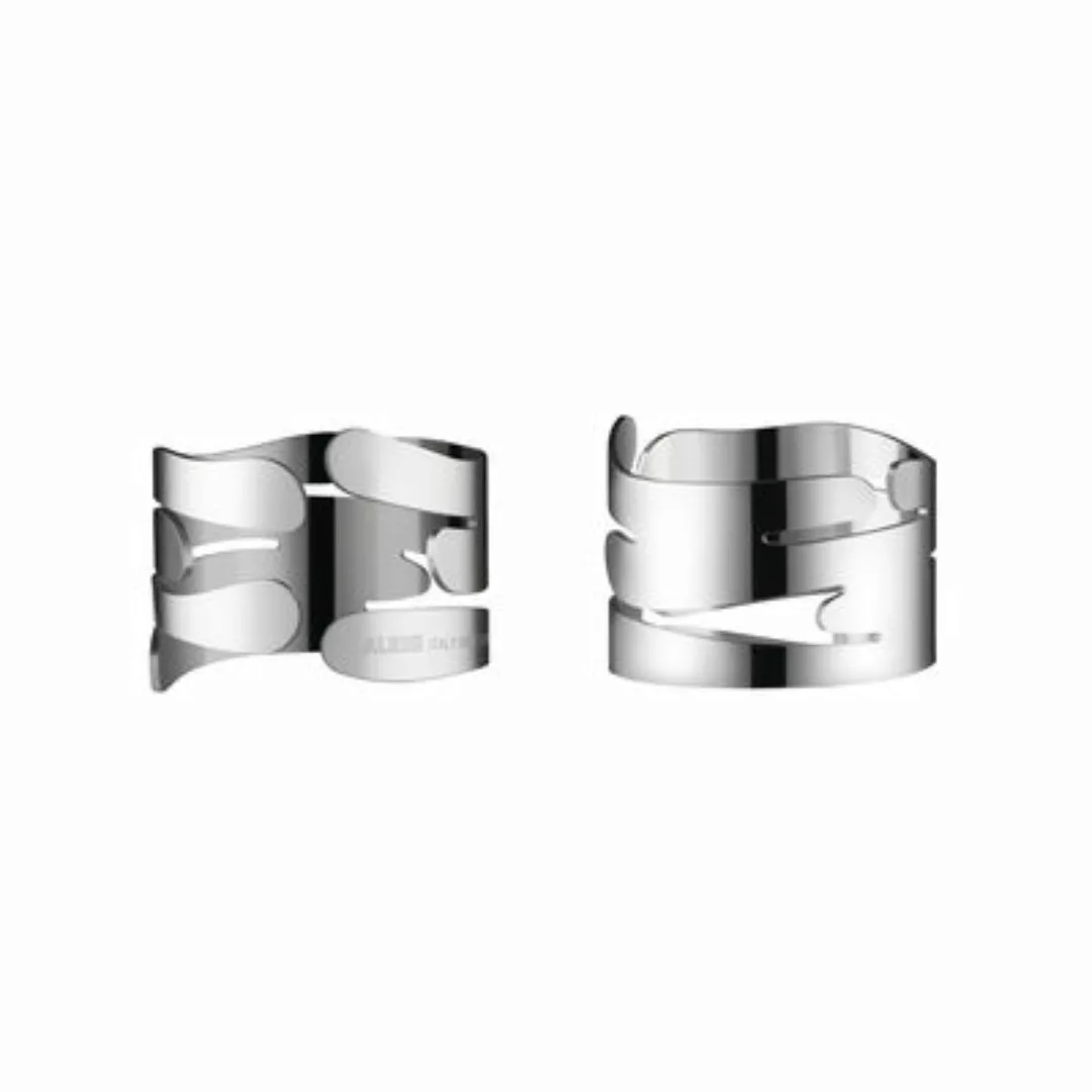 Serviettenring Bark Ring silber metall / 2er-Set - Stahl - Alessi - Metall günstig online kaufen