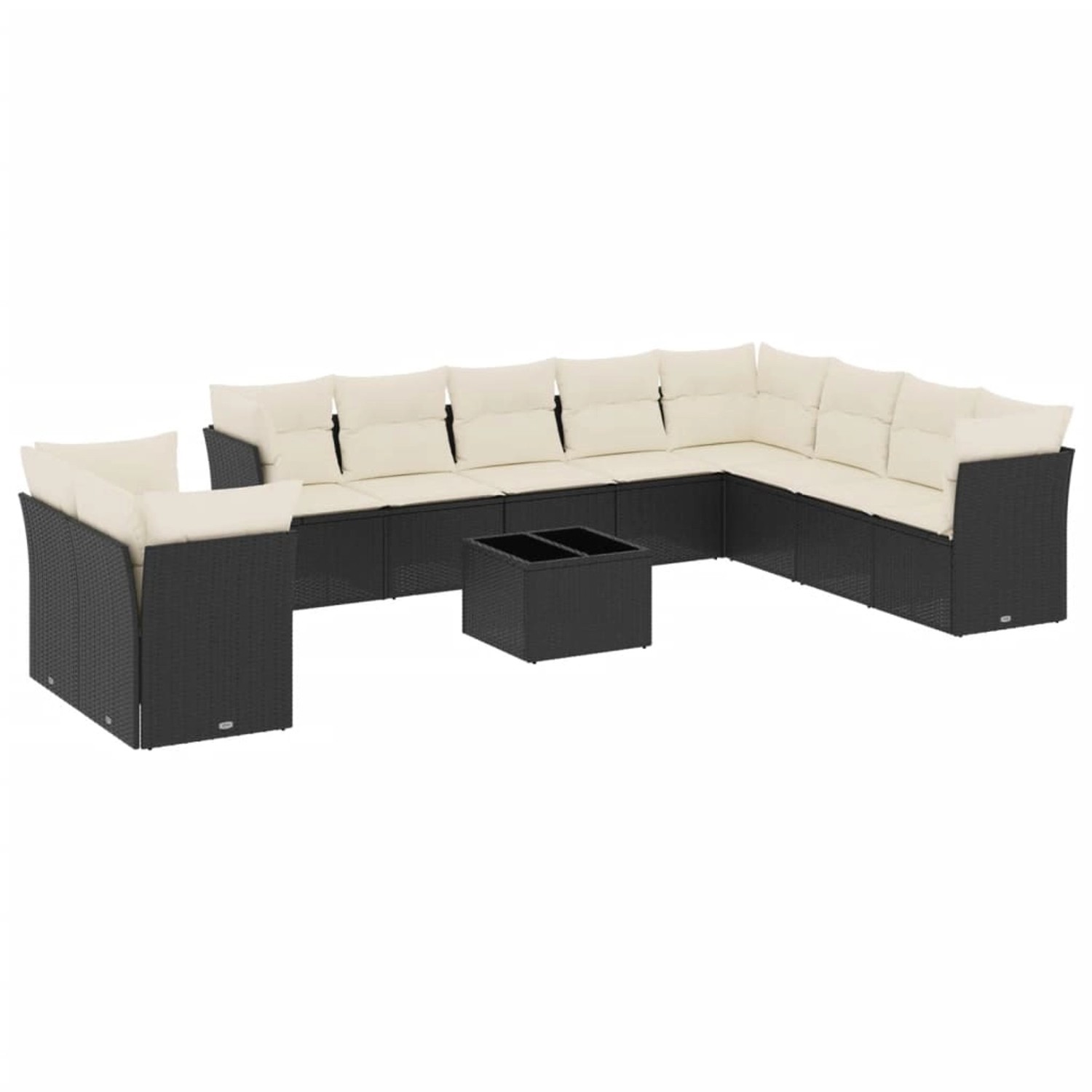 vidaXL 11-Tlg Garten-Sofagarnitur mit Kissen Schwarz Poly Rattan 3217866 günstig online kaufen