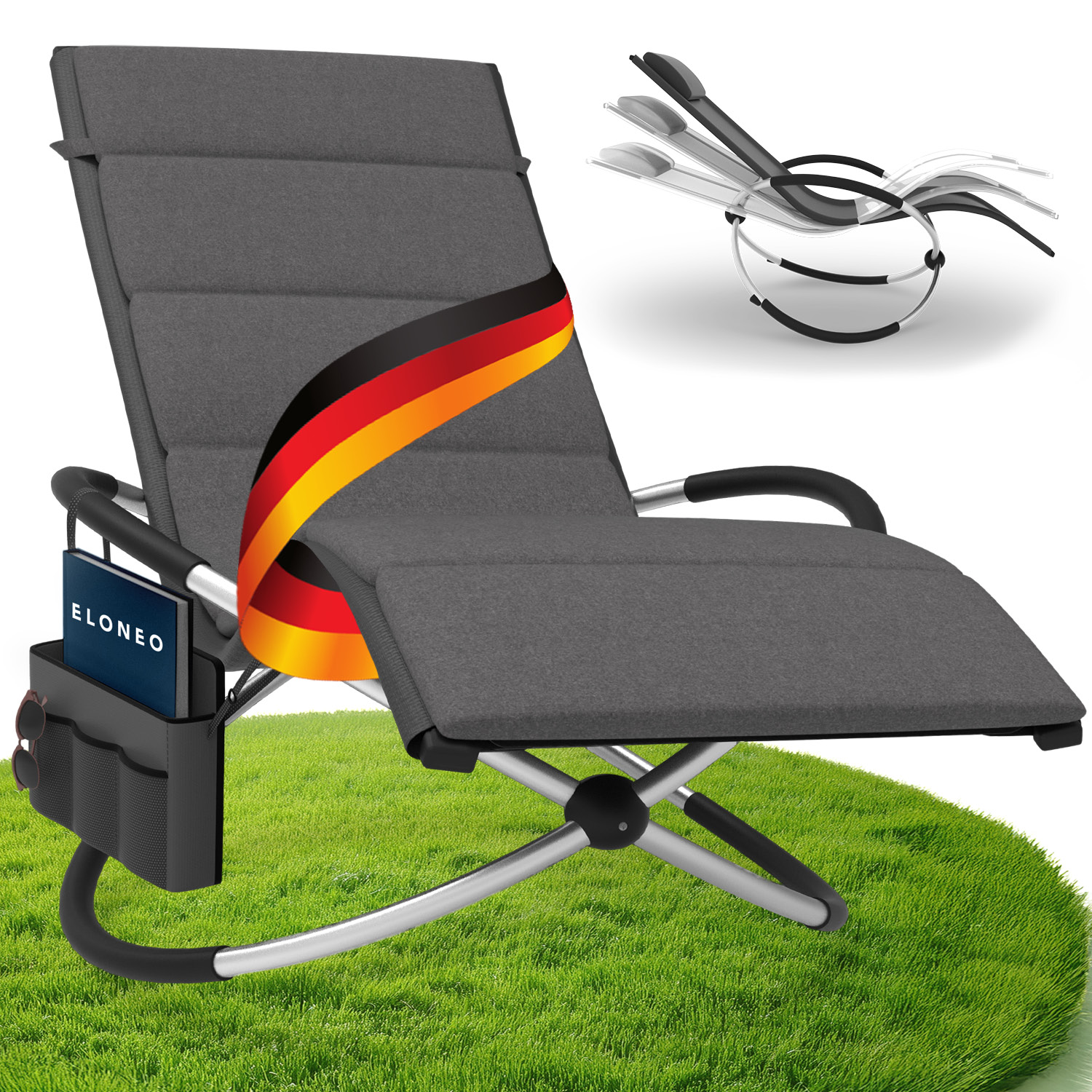 Relax-Schaukelliege inkl. Seitentasche Anthrazit + Auflage Anthrazit günstig online kaufen