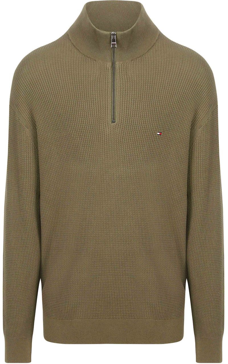 Tommy Hilfiger Big&Tall Half Zip Kabelpullover Olivgrün - Größe XXL günstig online kaufen