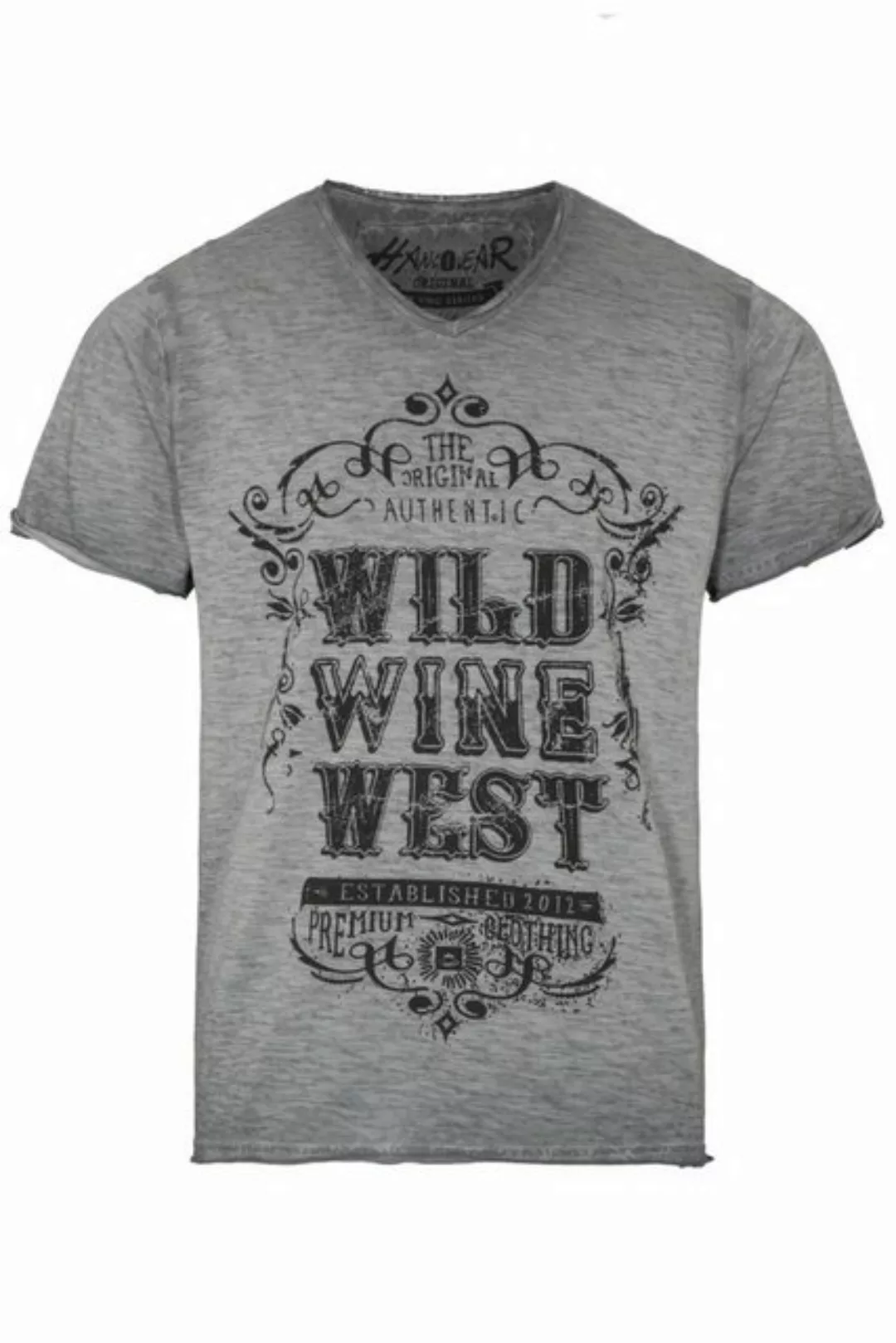 Hangowear Trachtenshirt Shirt Herren - WILD WINE WEST - grau günstig online kaufen