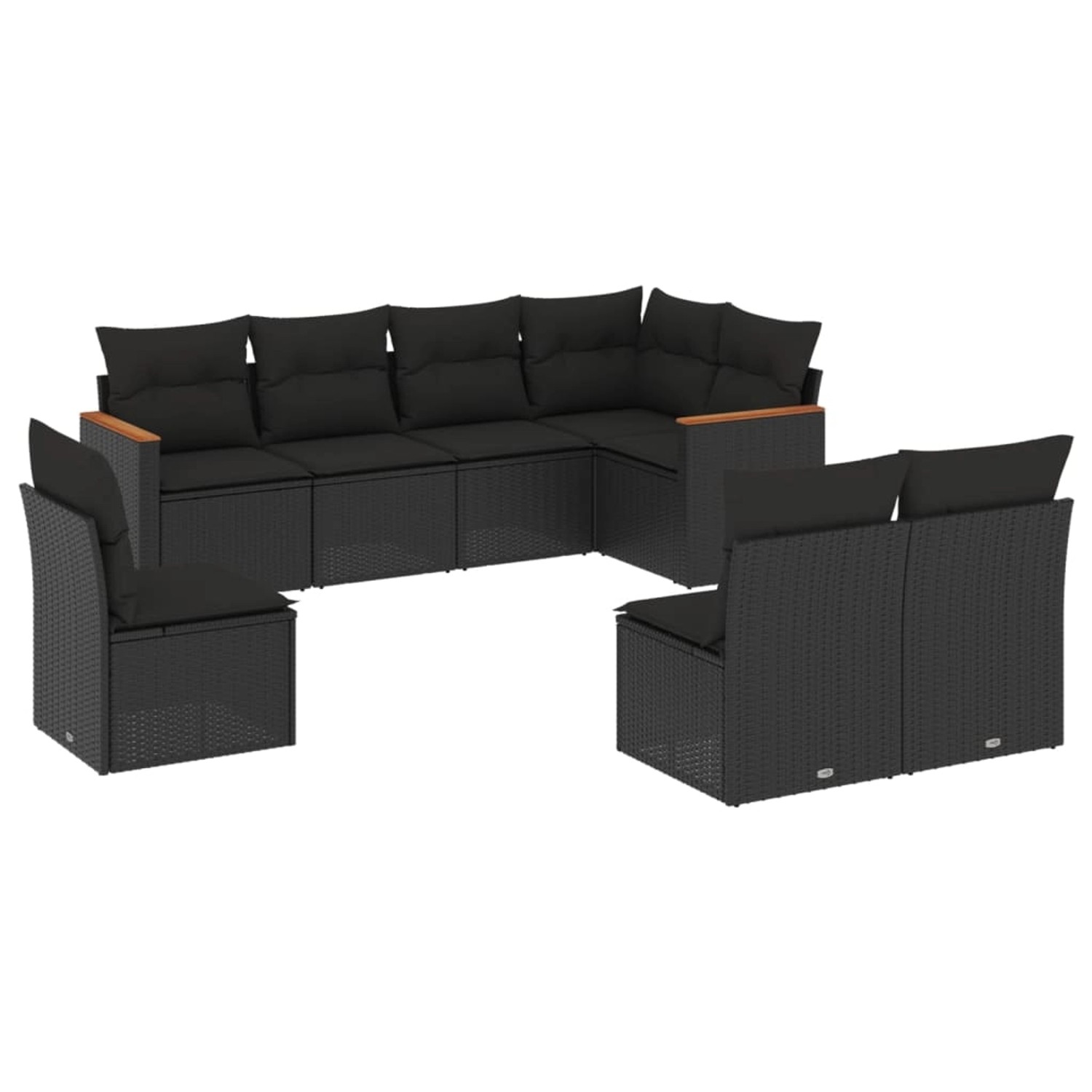 vidaXL 8-tlg Garten-Sofagarnitur mit Kissen Schwarz Poly Rattan Modell 94 günstig online kaufen