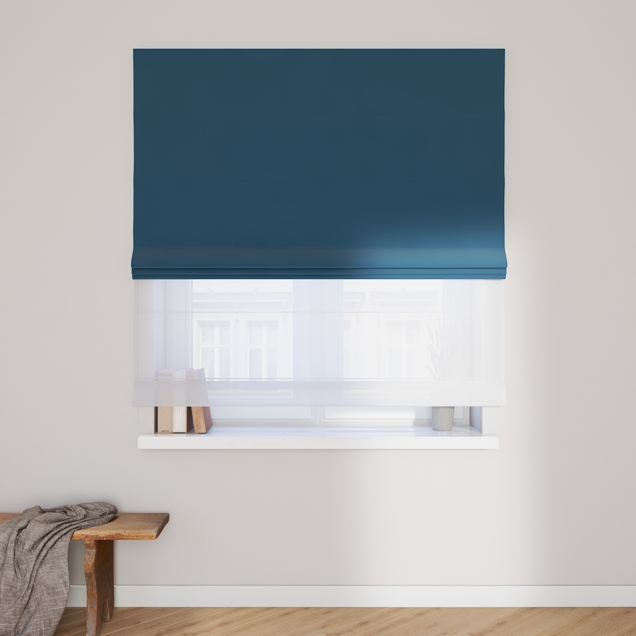 Dekoria Doppelraffrollo Duo, blau, 110 x 150 cm günstig online kaufen