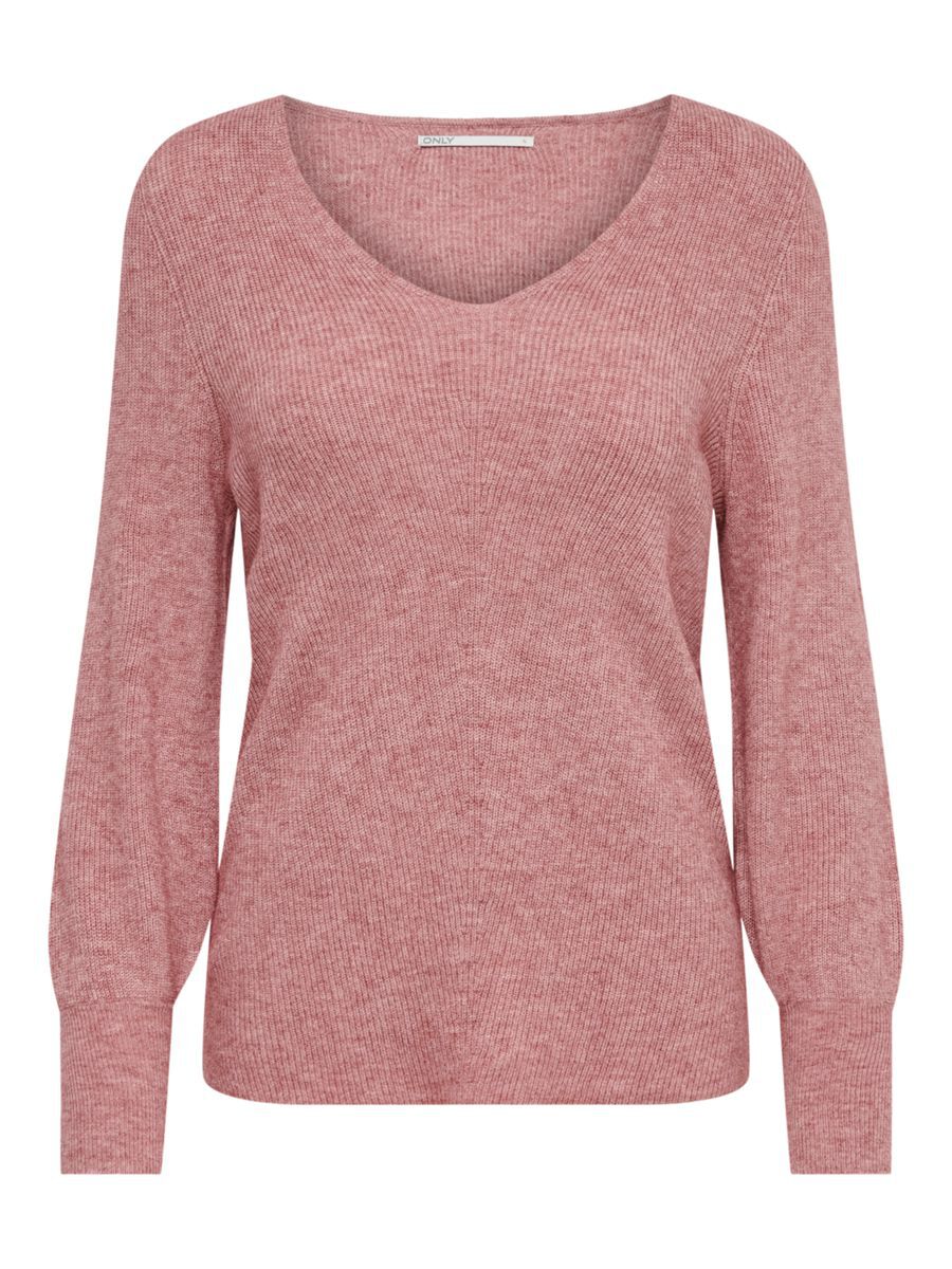 ONLY Lang V-ausschnitt Strickpullover Damen Pink günstig online kaufen