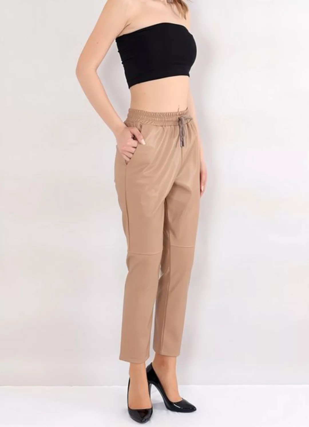 fashionshowcase Lederimitathose Damen Hose in Lederoptik - Stretch-Komfort günstig online kaufen