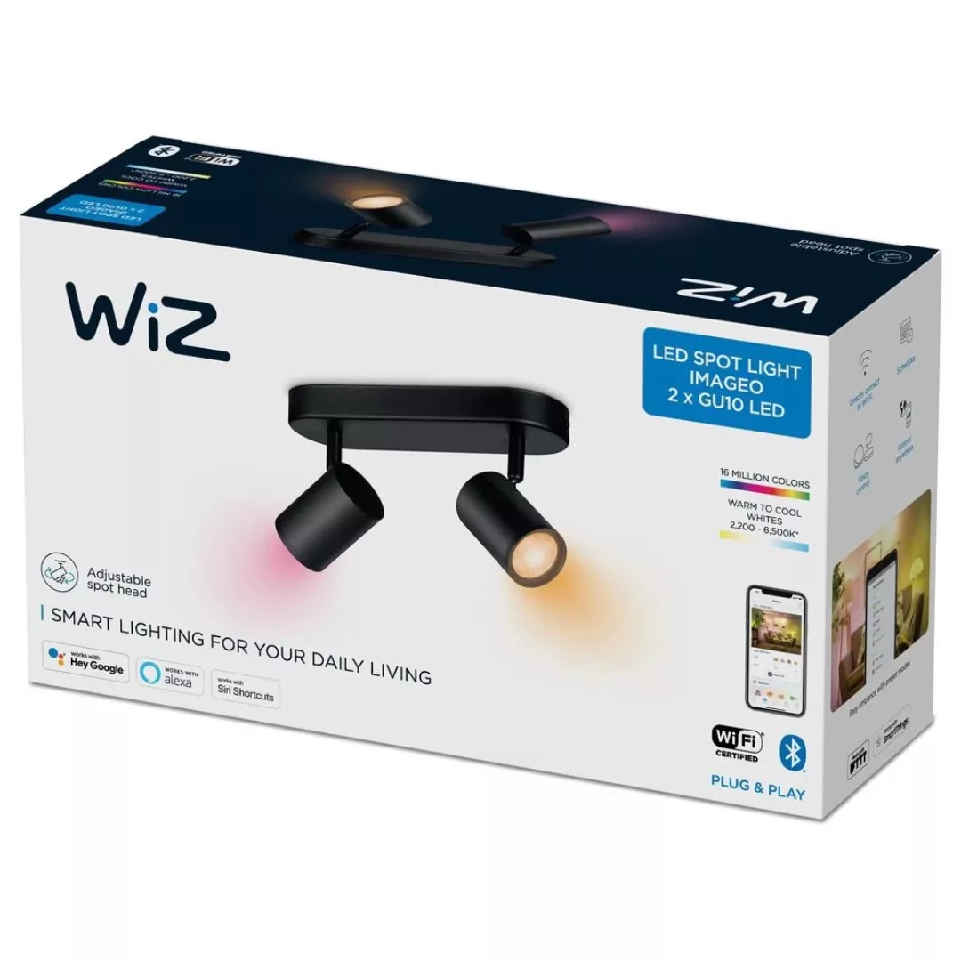 WiZ Imageo LED-Spot 2-flg. RGB, schwarz günstig online kaufen