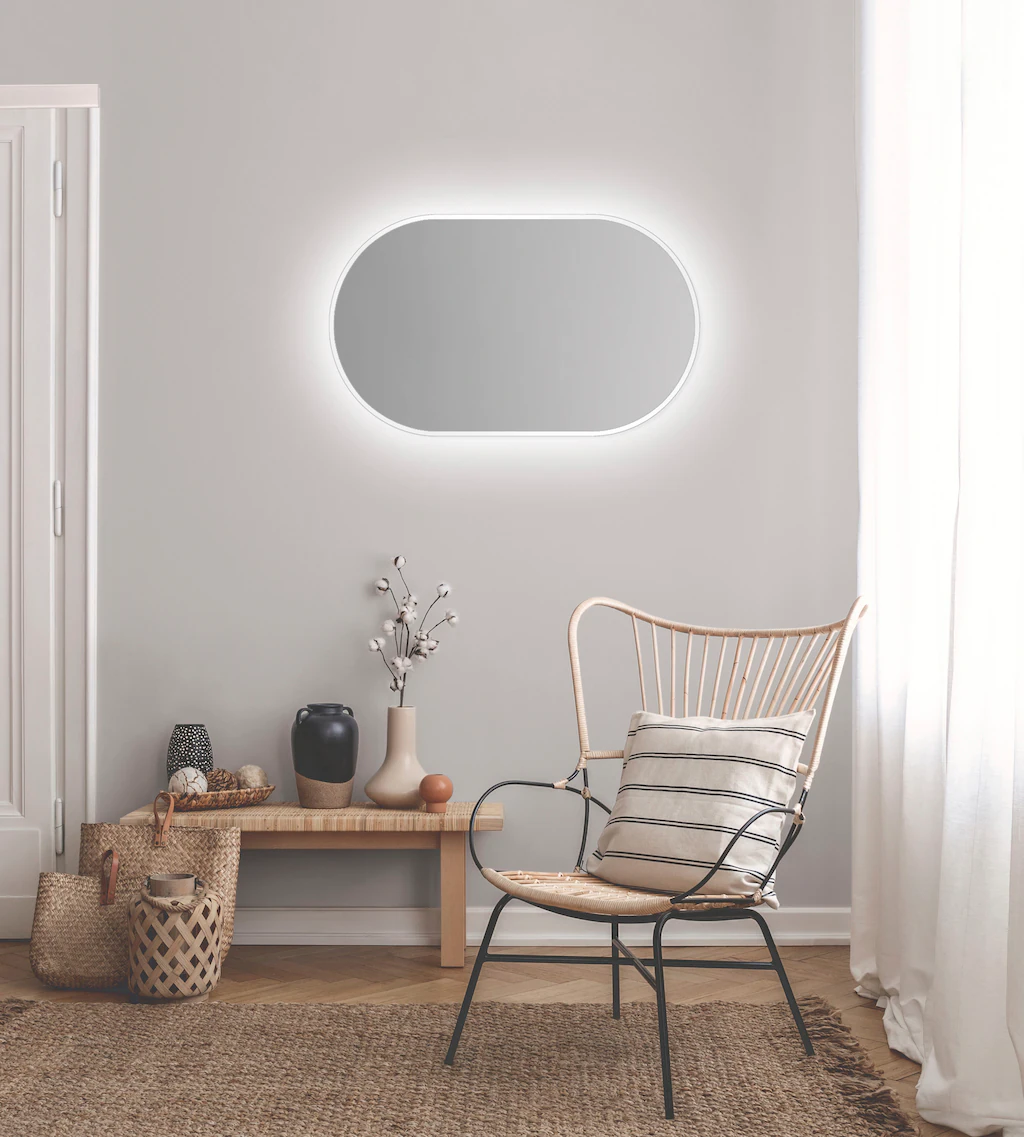 Talos Dekospiegel "LED Design Spiegel oval weiß, 45x75 cm", (1 St.), LED Be günstig online kaufen