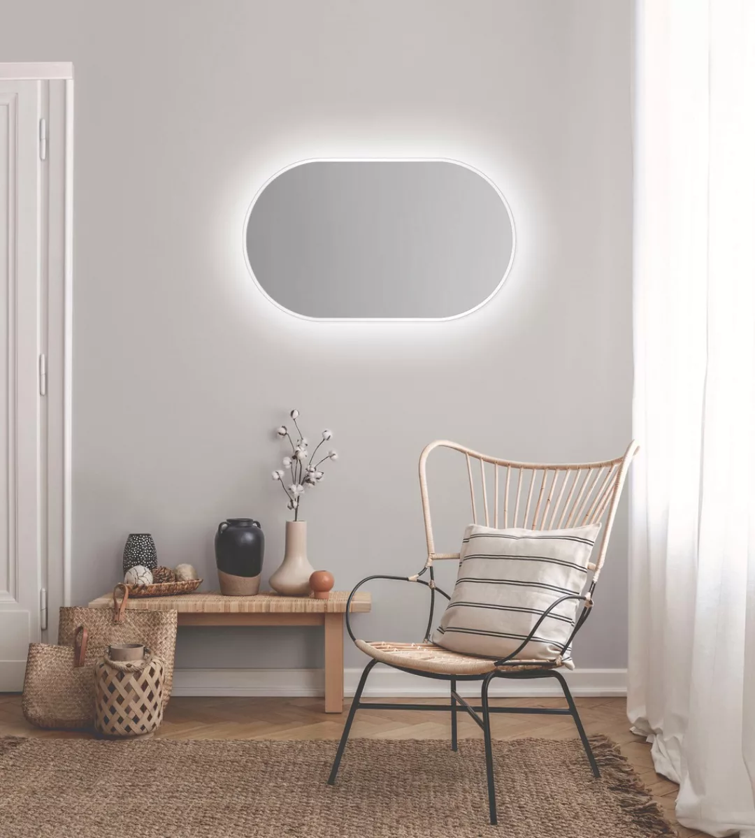 Talos Dekospiegel "LED Design Spiegel oval weiß, 45x75 cm", (1 St.), LED Be günstig online kaufen