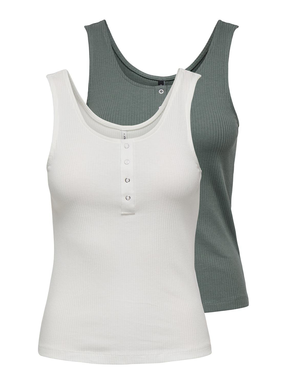 ONLY Ripptanktop "ONLSIMPLE LIFE S/L BUTTON TOP JRS CS 2PK", (Packung, 2 tl günstig online kaufen