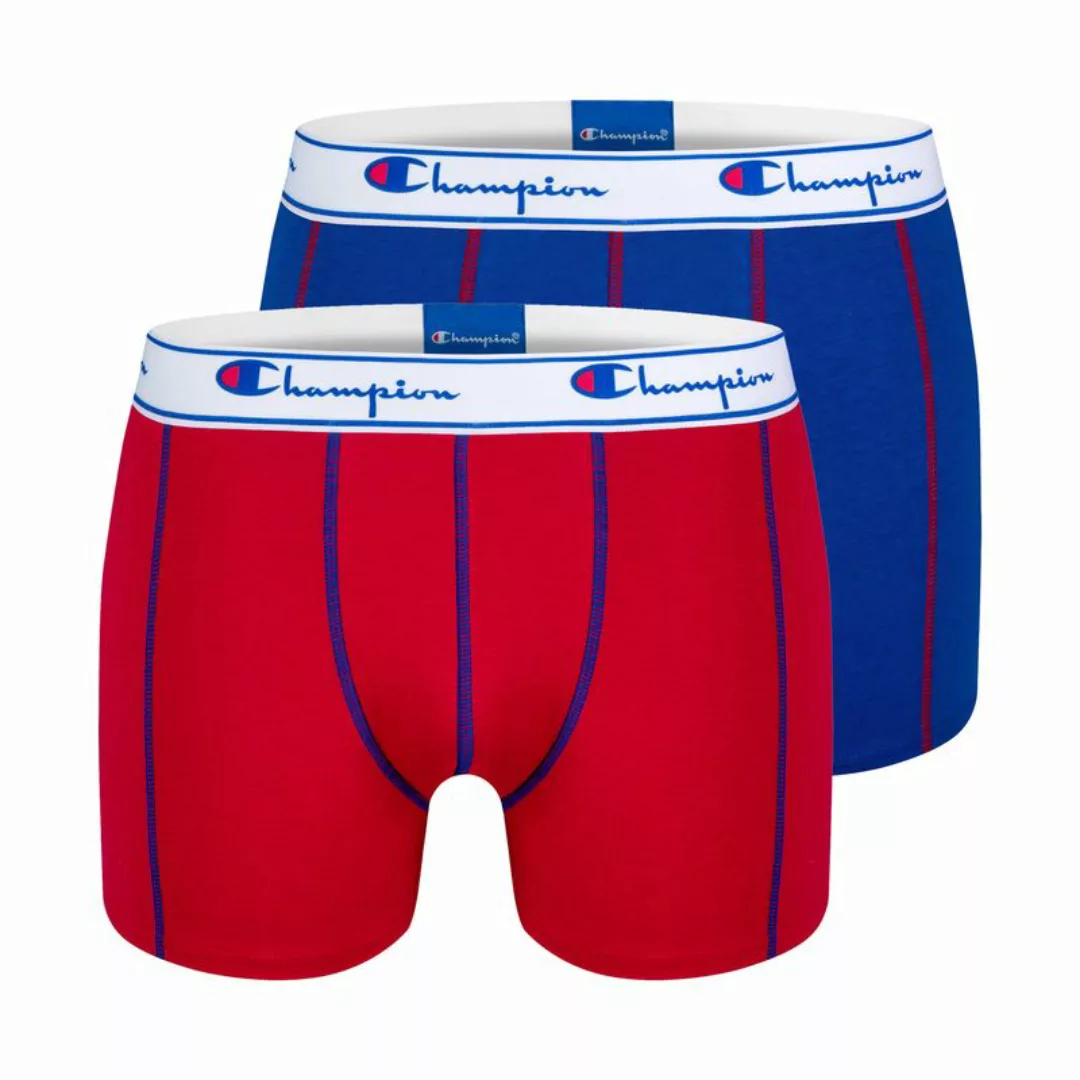 Champion Herren Boxershorts, 2er Pack - Baumwolle, einfarbig blau/rot S günstig online kaufen