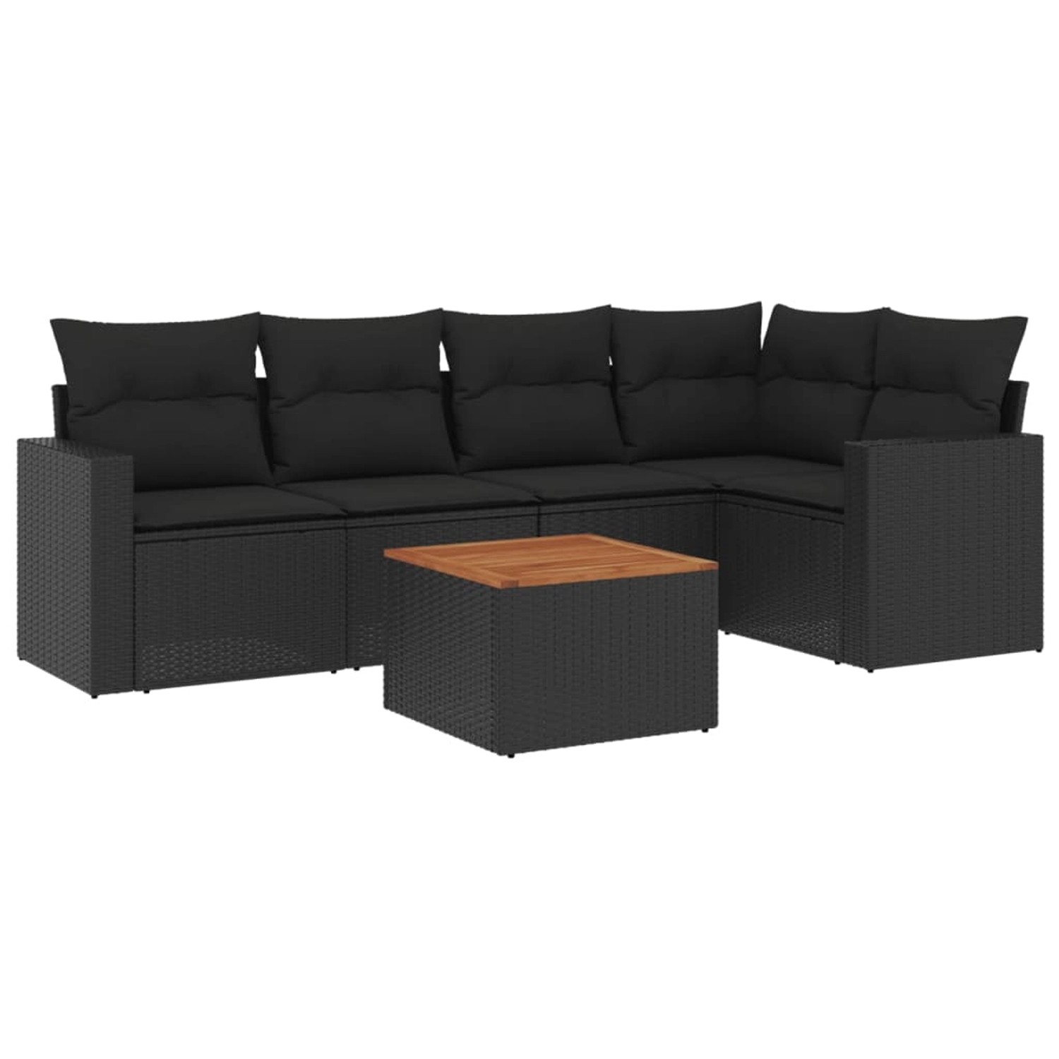 vidaXL 6-Tlg Garten-Sofagarnitur mit Kissen Schwarz Poly Rattan 3256440 günstig online kaufen