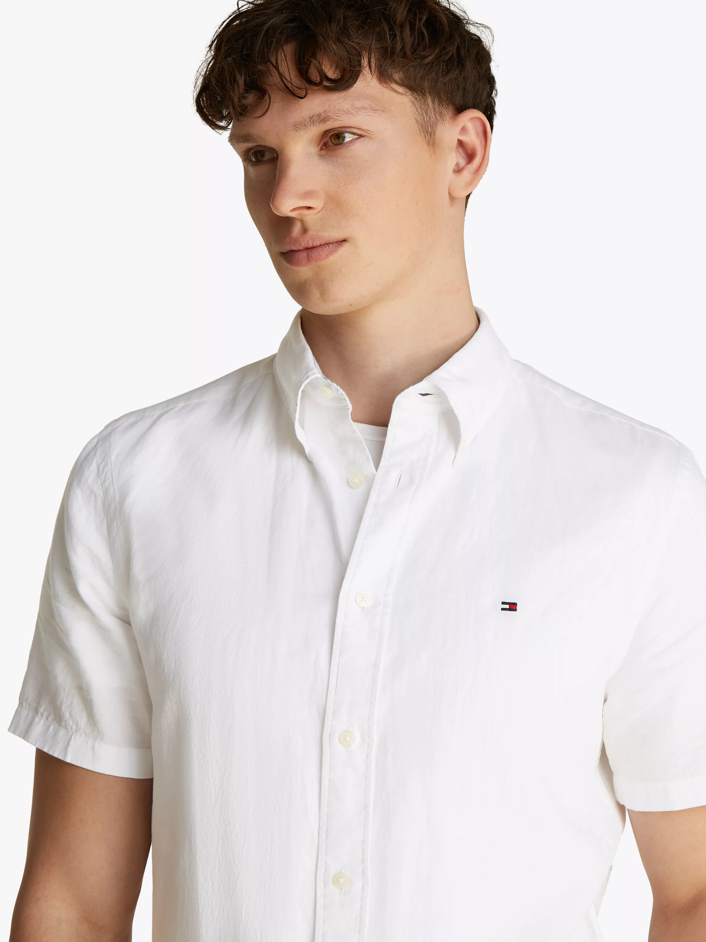 Tommy Hilfiger Kurzarmhemd "LINEN BLEND SOLID SS RF SHIRT", mit Button-down günstig online kaufen