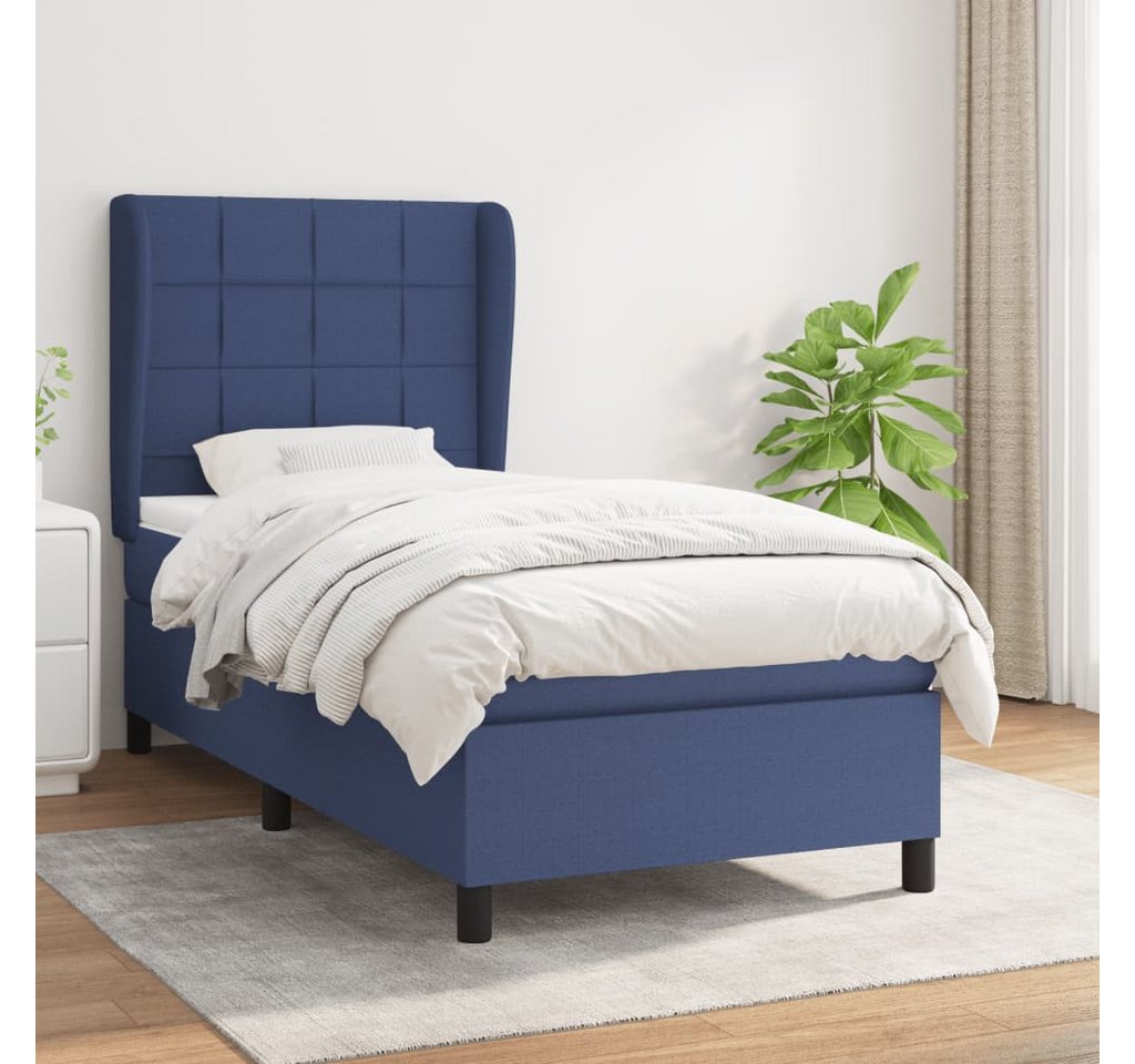 vidaXL Boxspringbett Boxspringbett mit Matratze Blau 90x190 cm Stoff Bett B günstig online kaufen