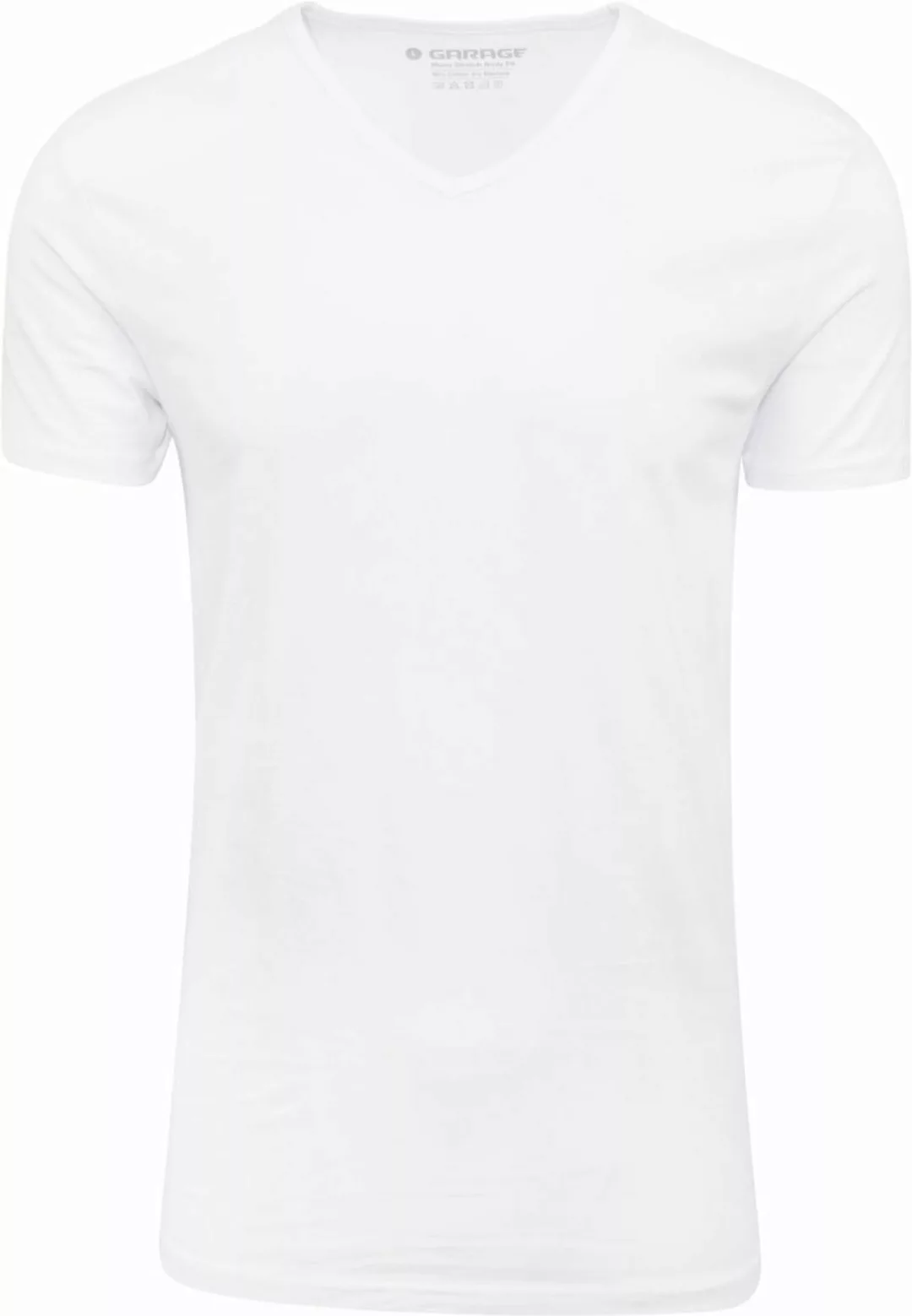 Garage Stretch Basic T-Shirt Weiß V-Ausschnitt - Größe S günstig online kaufen